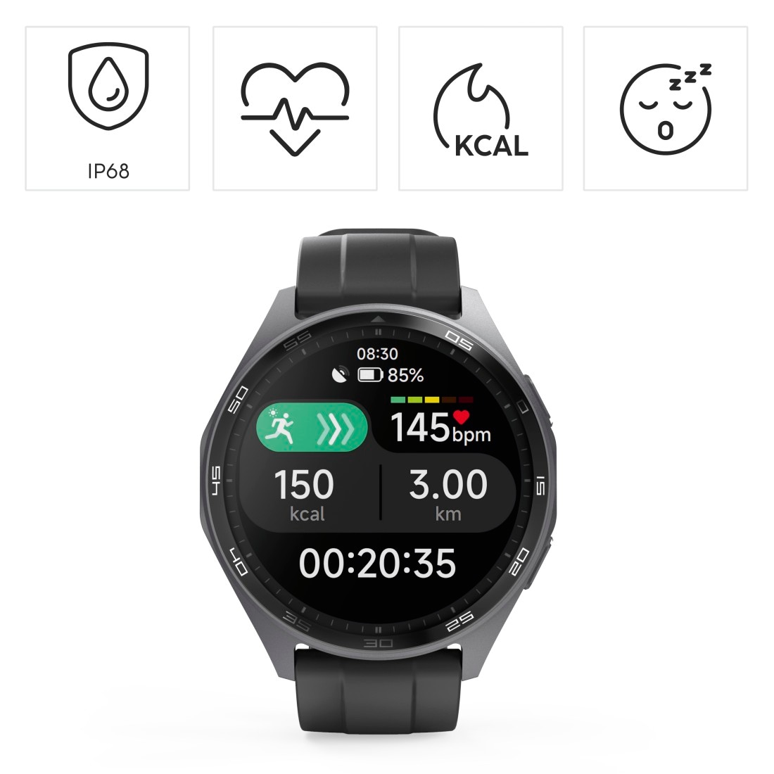 Hama Smartwatch »Smartwatch 1,43“ mit GPS (Fitness, Telefonfunktion, Puls, wasserdicht)«, (/ 1,43 Zoll),)