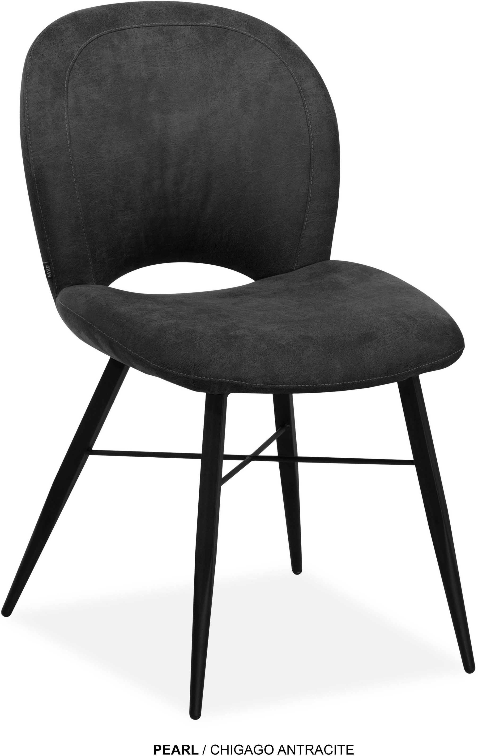 OMG DESIGN Esszimmerstuhl »Pearl« (Set) 2 Stk.Esszimmerstuhl, pflegeleichter Bezug Anthracite + Schwarz