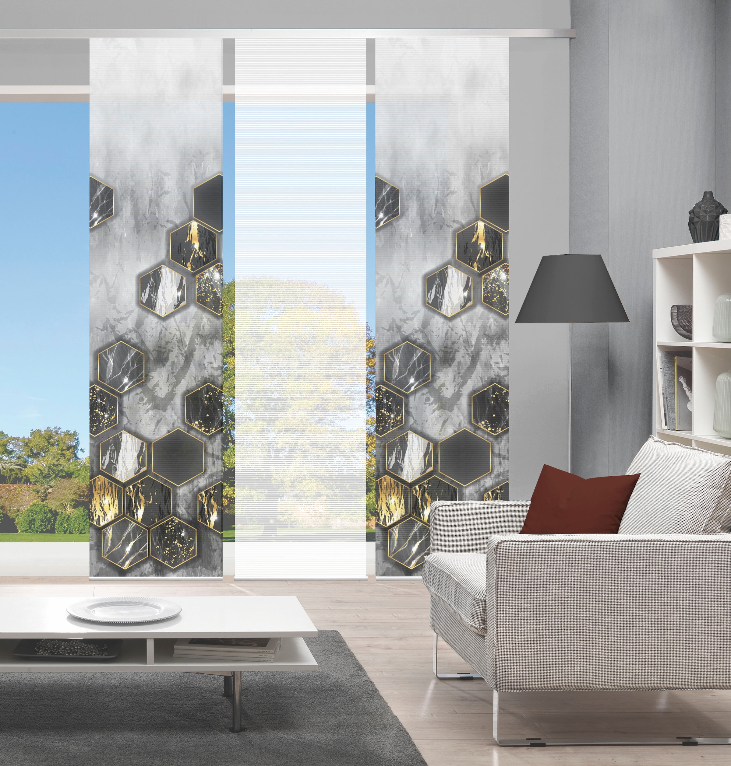 Vision S Schiebegardine »LAYON 3er SET« Paneelwagen 3 Stk. tlg. Schiebevorh günstig online kaufen