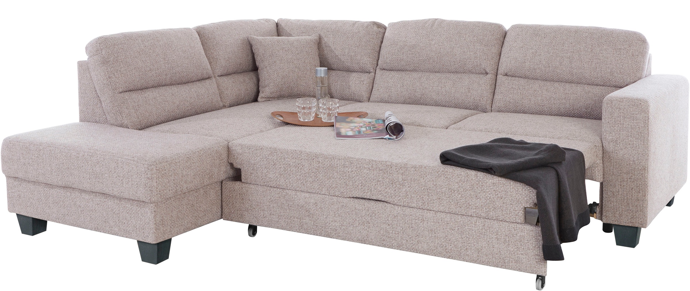 TRENDMANUFAKTUR Ecksofa »Chamber, zeitlos und modern, hoher Sitzkomfort, L-Form«, wahlweise mit Schlaffunktion