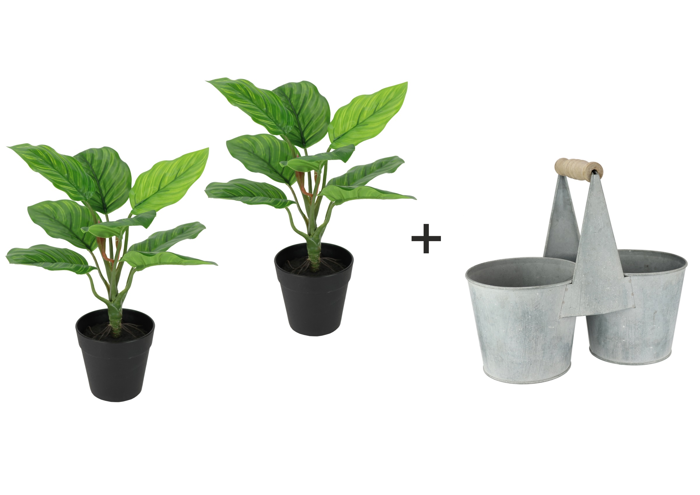 I.GE.A. Kunstblume »Künstliche Maranthus-Pflanze im Metallkorb 30cm Pothos Pflanze« Efeutute Zimmerpflanze Deko Seidenblume Kunstpflanze Blattpflanze