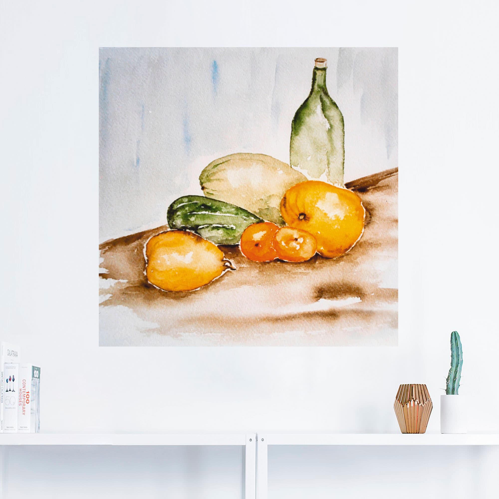 Artland Wandbild »Obst und Gemüse Aquarell«, Lebensmittel, (1 St.), als Leinwandbild, Wandaufkleber oder Poster in versch. Größen