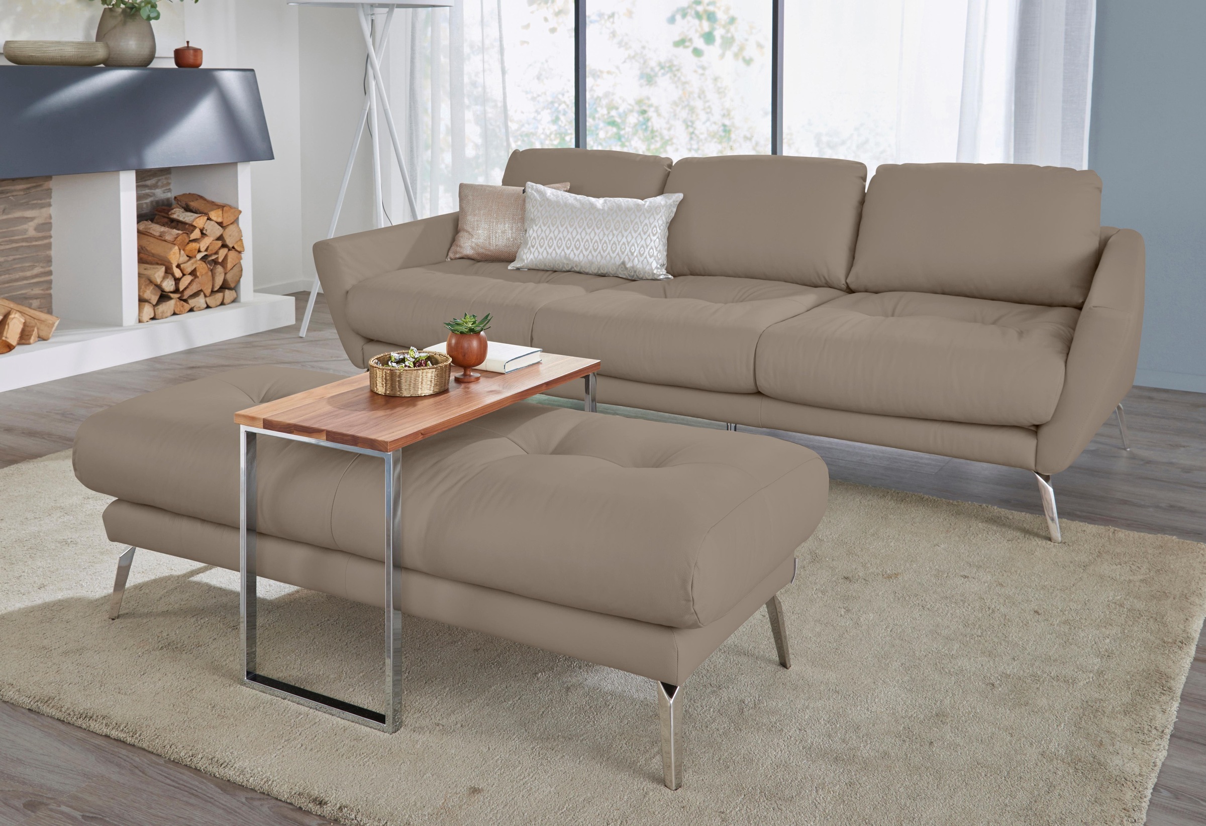 W.SCHILLIG Big-Sofa »softy«, mit dekorativer Heftung im Sitz, Füße Chrom glänzend