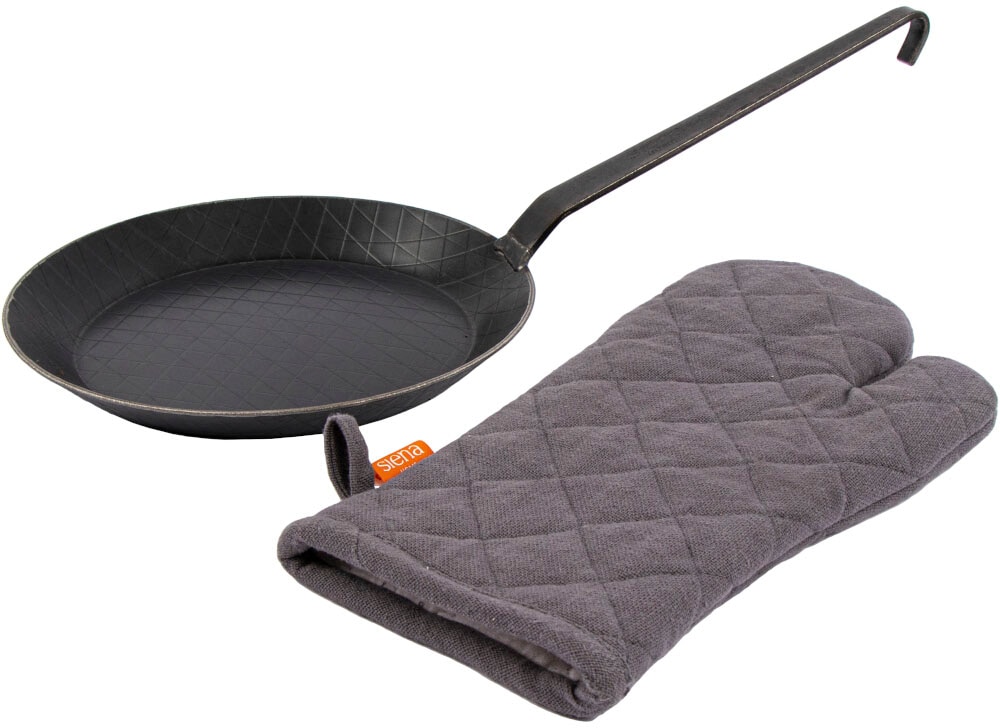 Siena Home Bratpfanne »Fermo«, Gusseisen, (Set, 2 tlg.), schmiedeeisern, flach, Induktion, mit Topfhandschuh