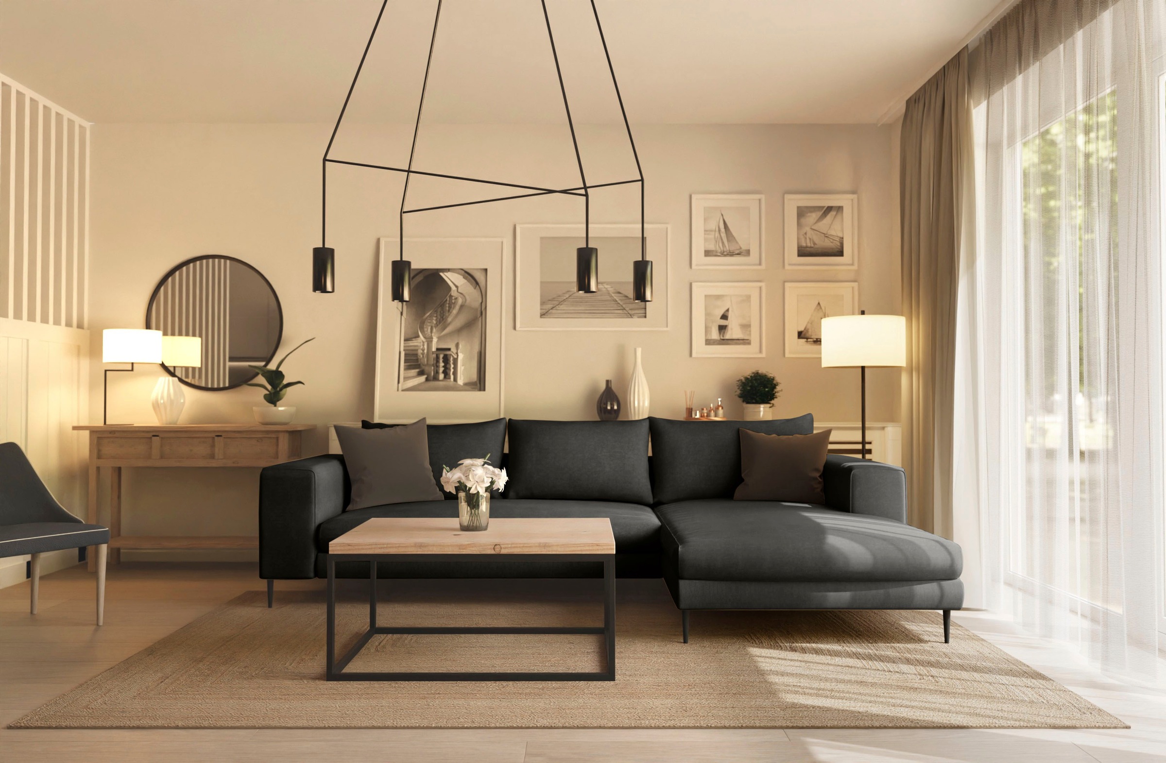 INOSIGN Ecksofa »Aurora, L-Form, mit extra breiter Recamiere, 324 x 170 cm (BxT)«, Designsofa mit tollem Sitzkomfort, extra hohe Metallfüße schwarz