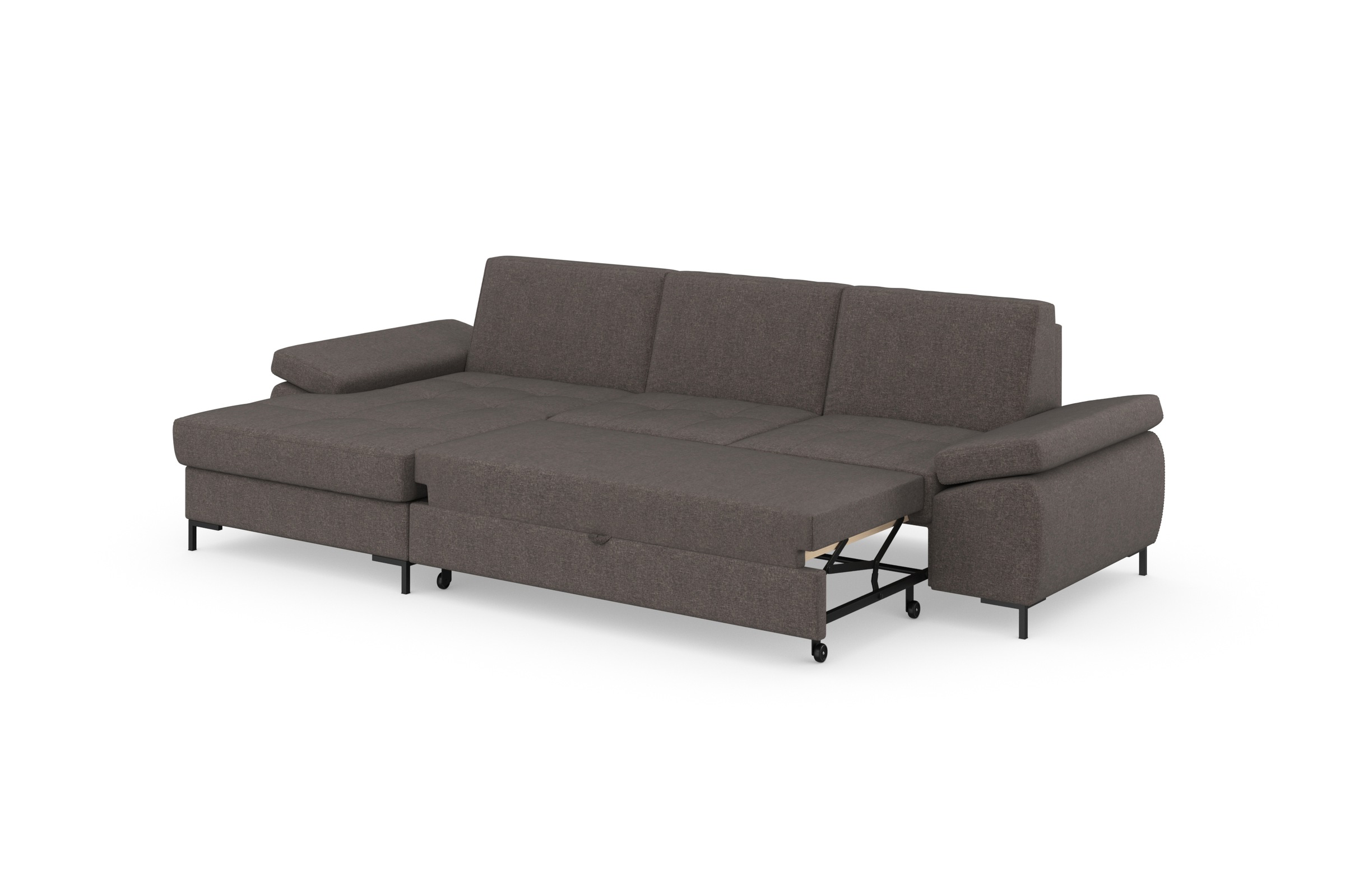 DOMO collection Ecksofa »Capelo, komfortabel, klare Linien zeichnen dieses Design aus, L-Form«, mit Armteilverstellung, wahlweise mit Bettfunktion, Federkern