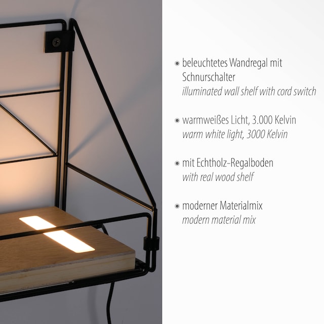 JUST LIGHT Wandleuchte »BOARD«, 1 flammig-flammig, LED, Schalter,  Schnurschalter online kaufen