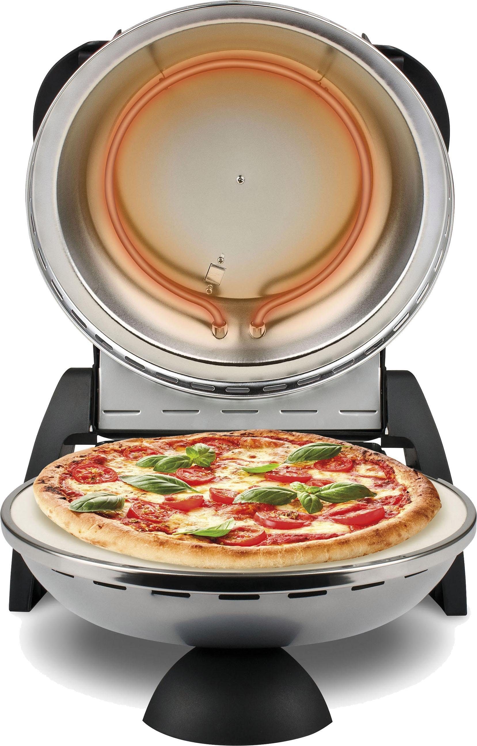 G3Ferrari Pizzaofen »Delizia G1000606 silber«, bis 400 Grad mit feuerfestem Naturstein