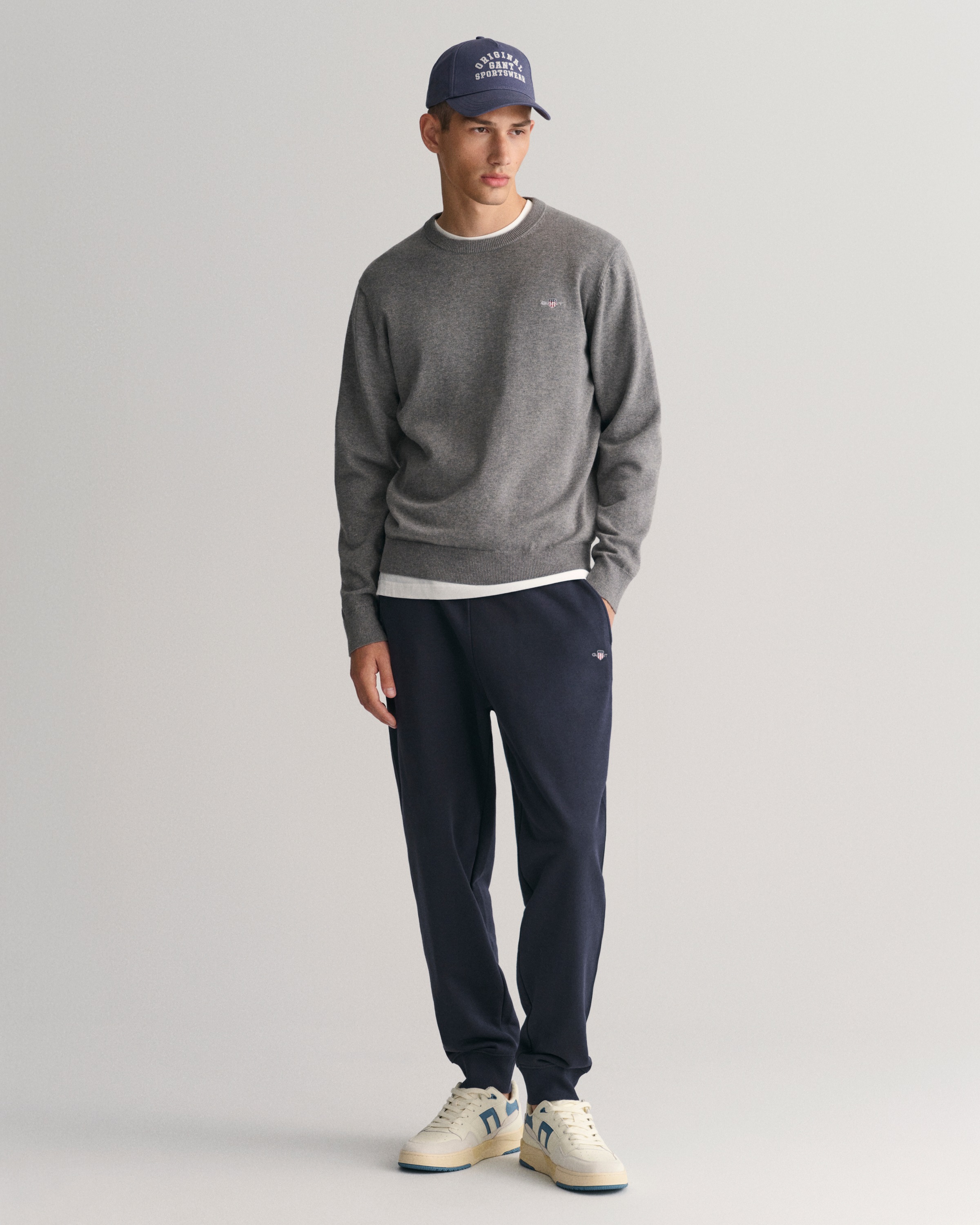 Gant Rundhalspullover »CLASSIC COTTON C-NECK« Premium Strickpullver aus weicher 100% Baumwolle, Übergangspullover