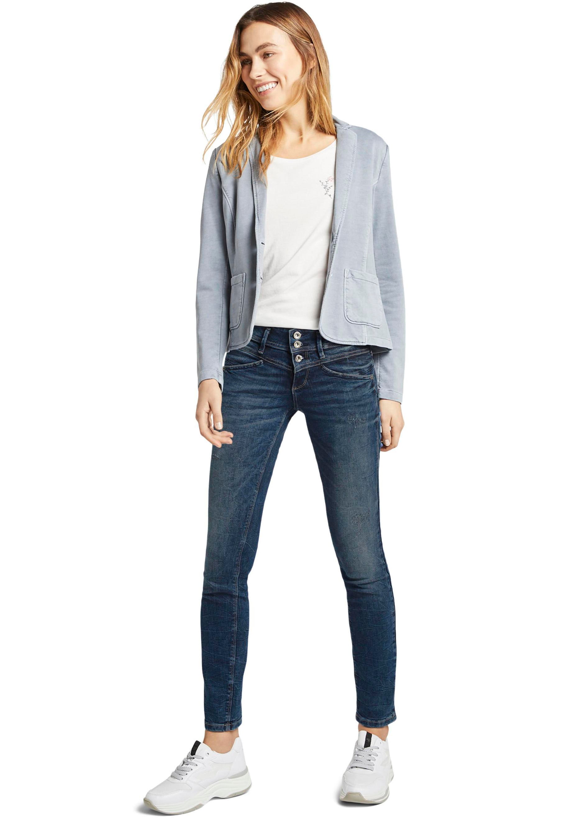 TOM TAILOR Slim-fit-Jeans »Alexa Slim«, mit Knopfleiste und dekorativ gesteppter Passe