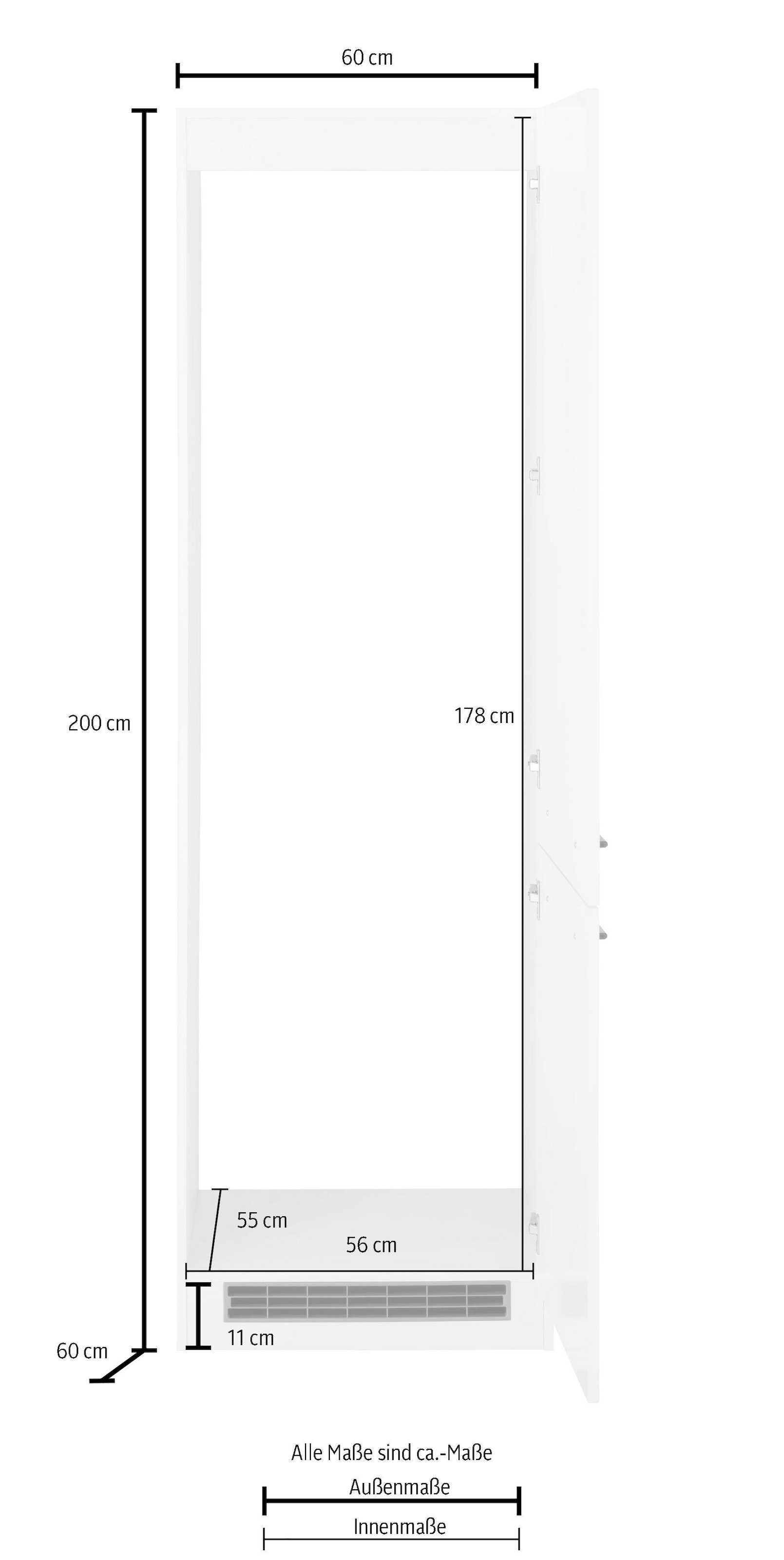 HELD MÖBEL Kühlumbauschrank »Tulsa«, 60 cm breit, 200 cm hoch, 2 Türen, schwarzer  Metallgriff, MDF Front auf Raten kaufen