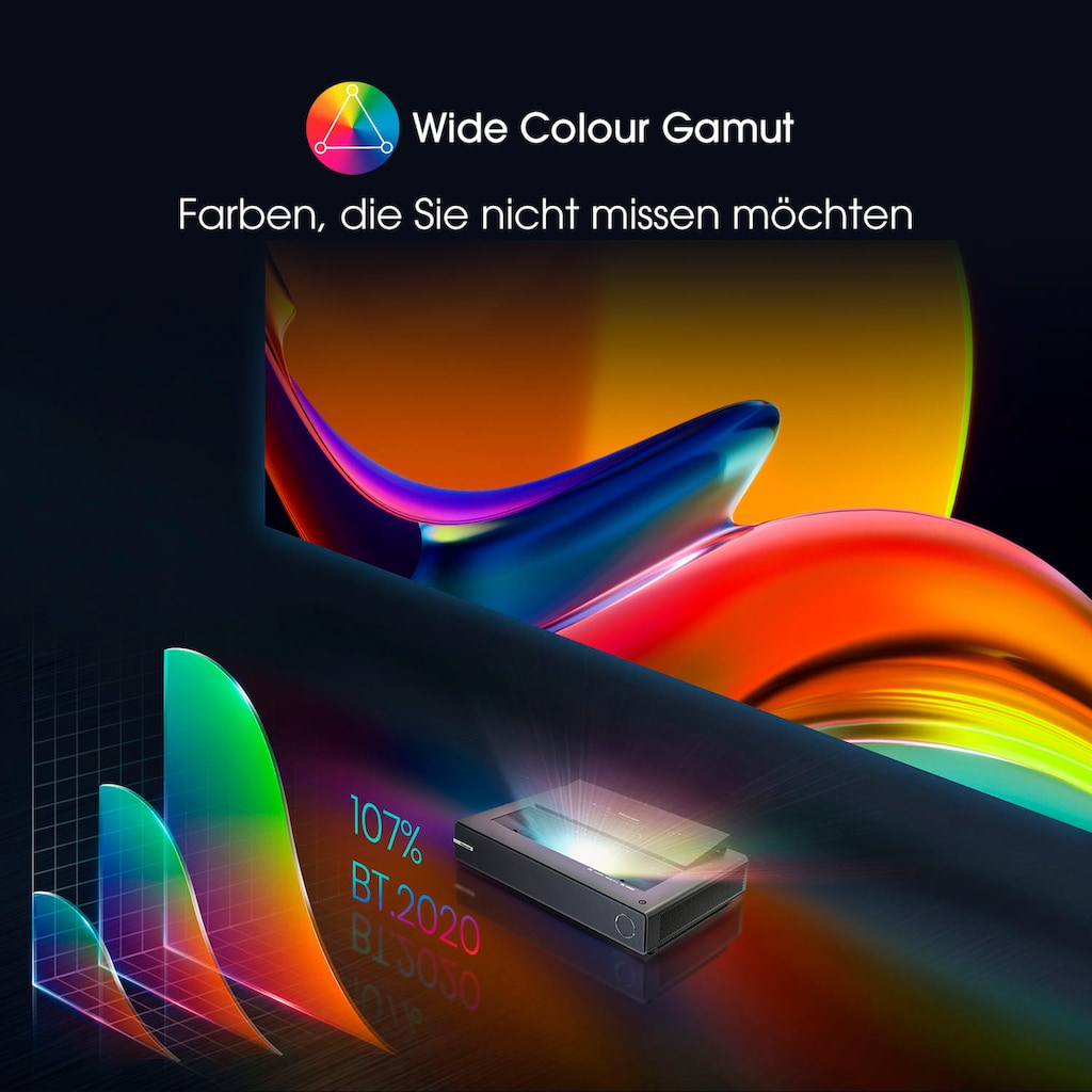 Hisense Beamer »PX1-Pro 90-130 Zoll Trichroma Laser Projektor«, 4K Laser Cinema, RGB Laser Technologie, Android Q - ohne Leinwand