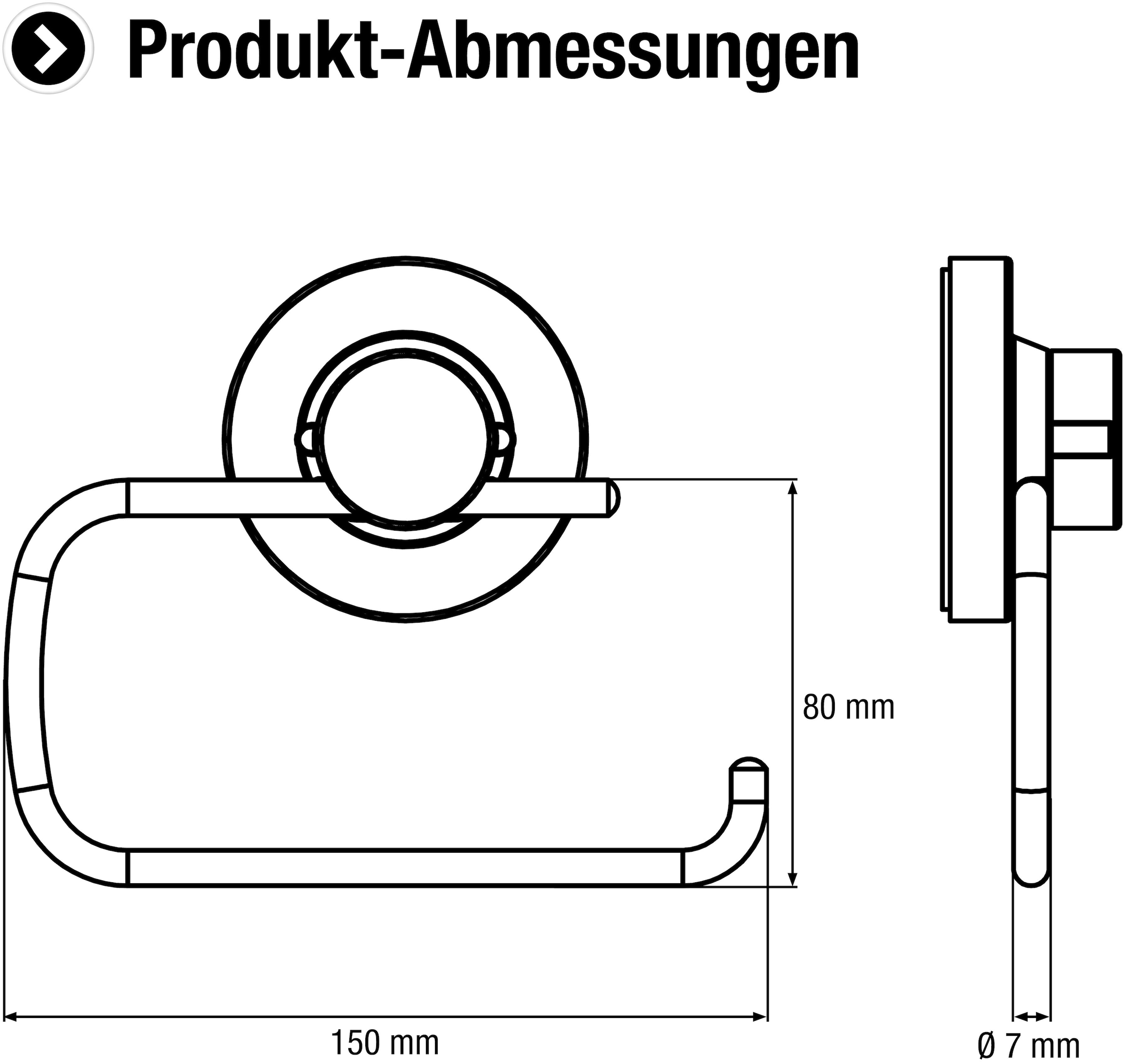 CORNAT Toilettenpapierhalter »3 verschiedene Befestigungsoptionen mit Saugnapf, Klebepad & Bohren«, Ohne Deckel - Verchromt