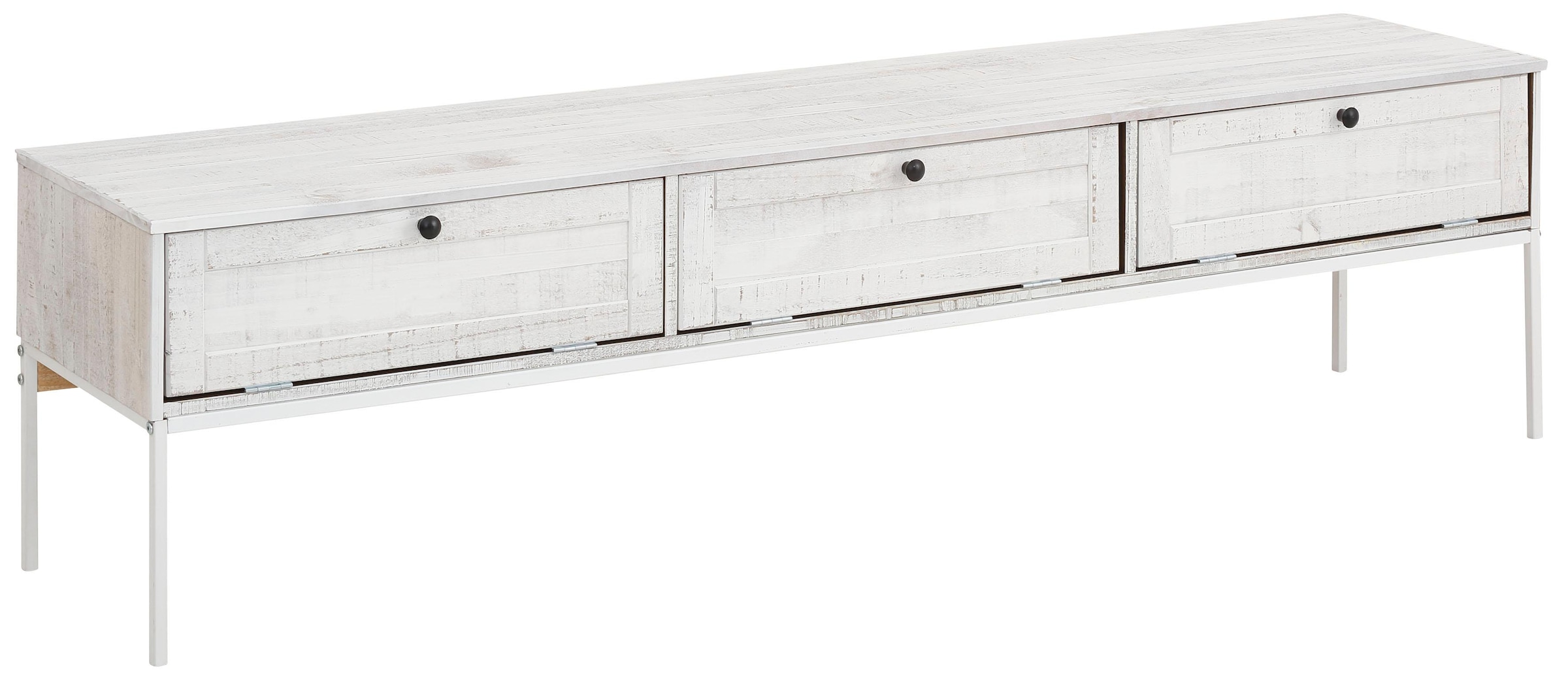Home affaire Lowboard »Freya«, Kommode mit 3 Klappen, Metallgriffen, aus Massivholz, Breite 175 cm