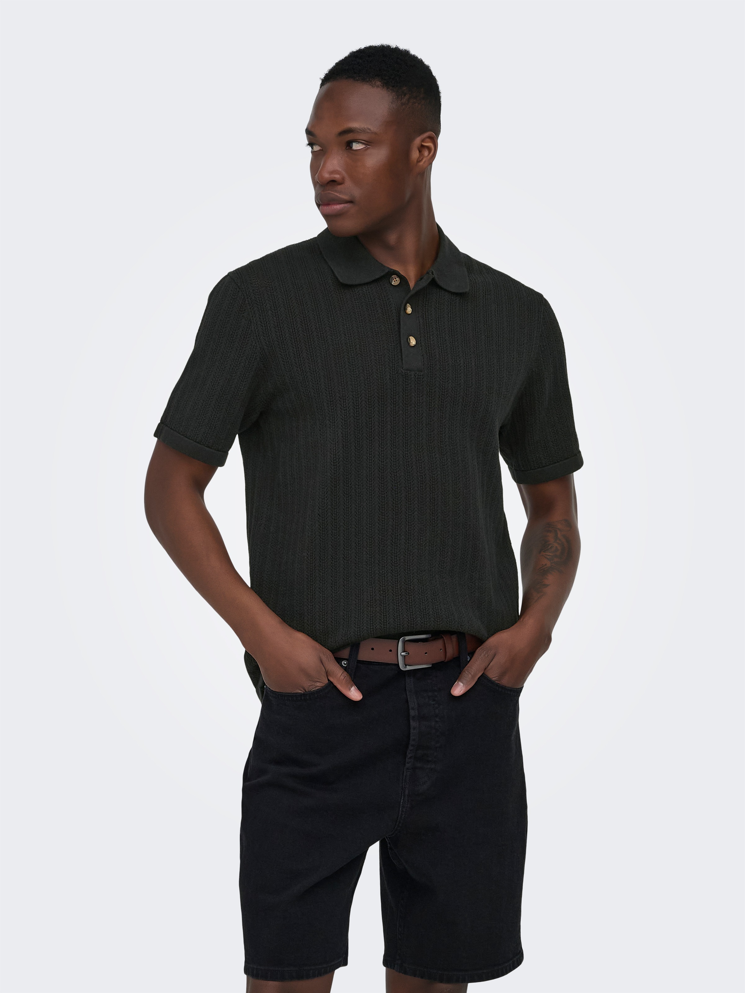 ONLY & SONS Polokragenpullover »ONSMOON REG 12 SS POLO KNIT NOOS« Baumwollmischung, normal geschnitten