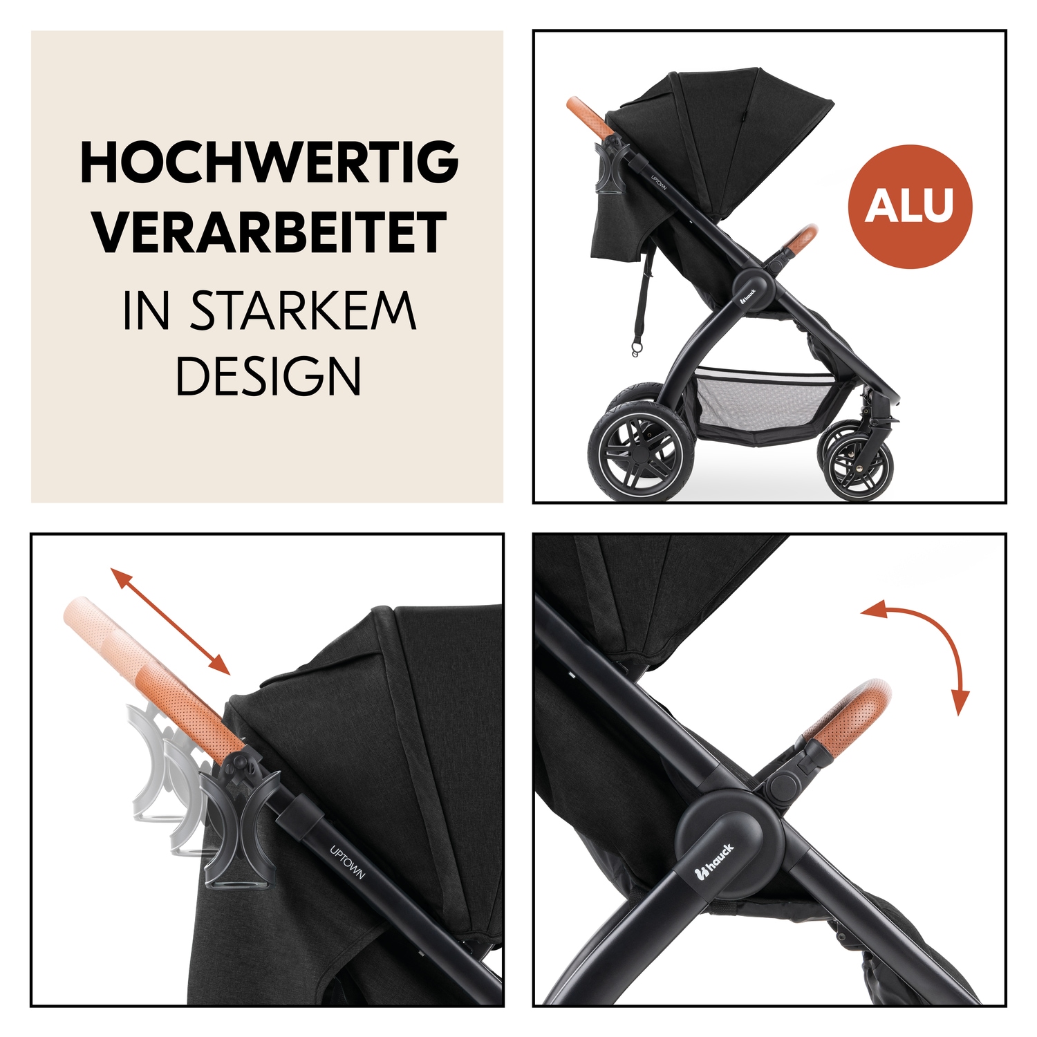 Hauck Kinder-Buggy »Uptown, Black Melange«, 22 kg, bis 22 kg belastbar