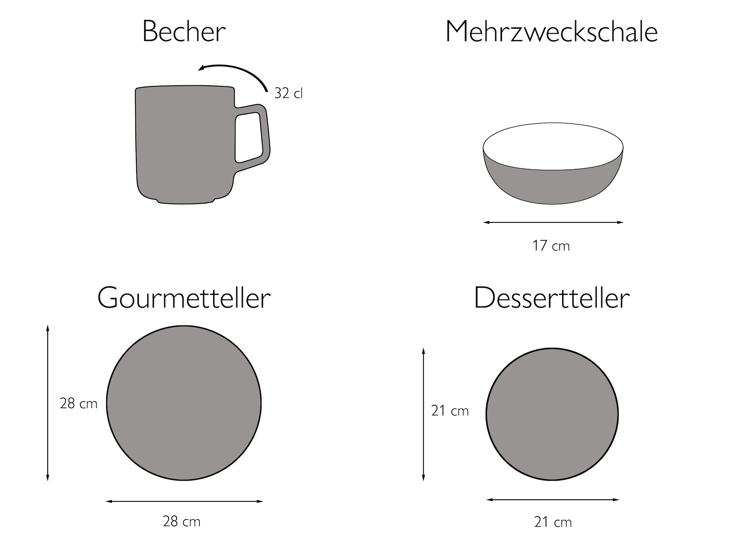 CreaTable Kombiservice »Geschirr-Set Vintage Flowers«, (Set, 16 tlg., Kaffeeservice und Tafelservice im Set, für 4 Personen), Service, Dekor mit Blüten und Gräsern, 16 Teile, für 4 Personen