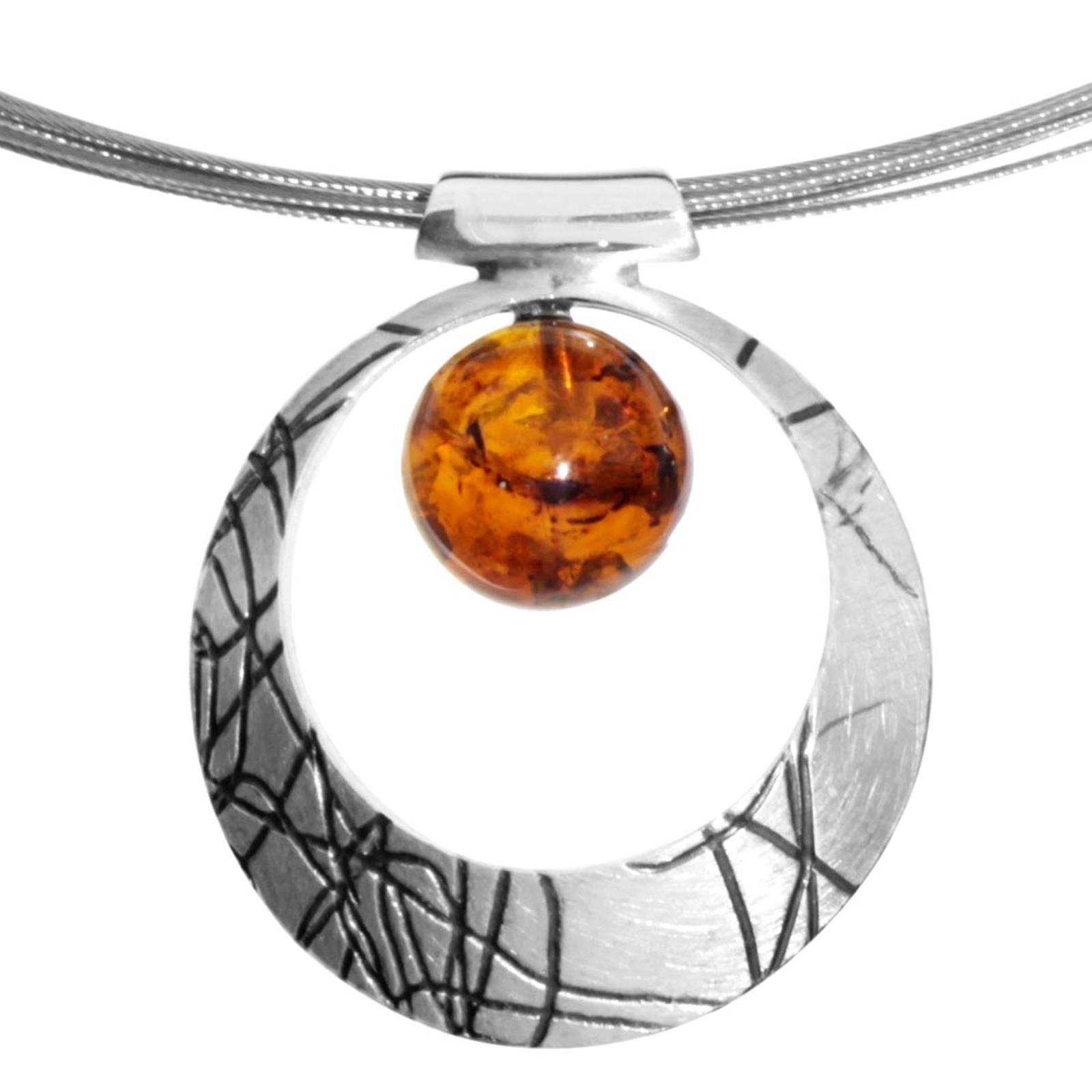 OSTSEE-SCHMUCK Halsreif »Halsreif mit Anhänger Rabia-Sarah Vicenca« 45cm Moderner Silberanhänger