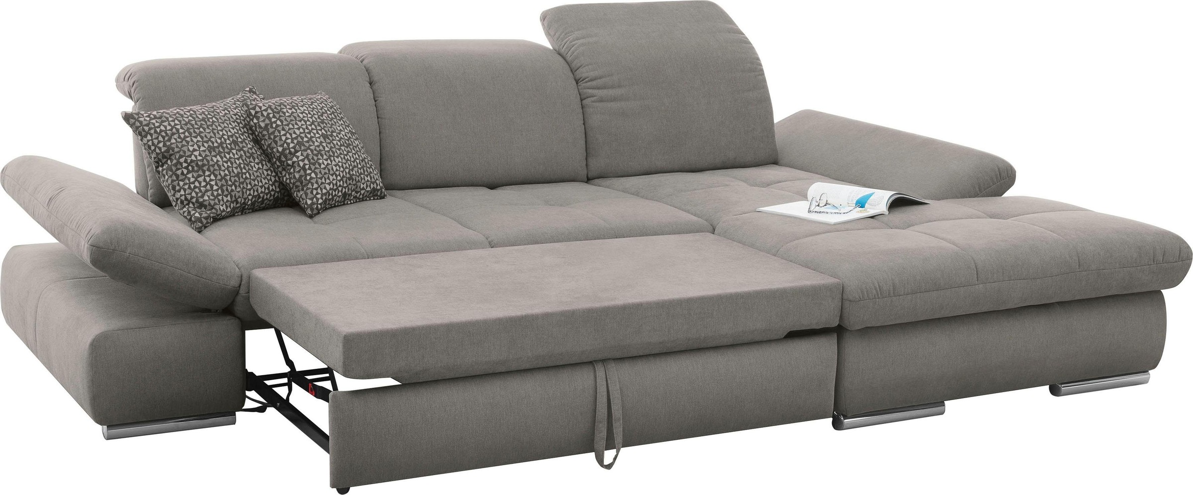 set one by Musterring Ecksofa »SO4100 V«, mit verstellbaren Kopfteilen, wahlweise mit Funktionen, Cord-Bezug