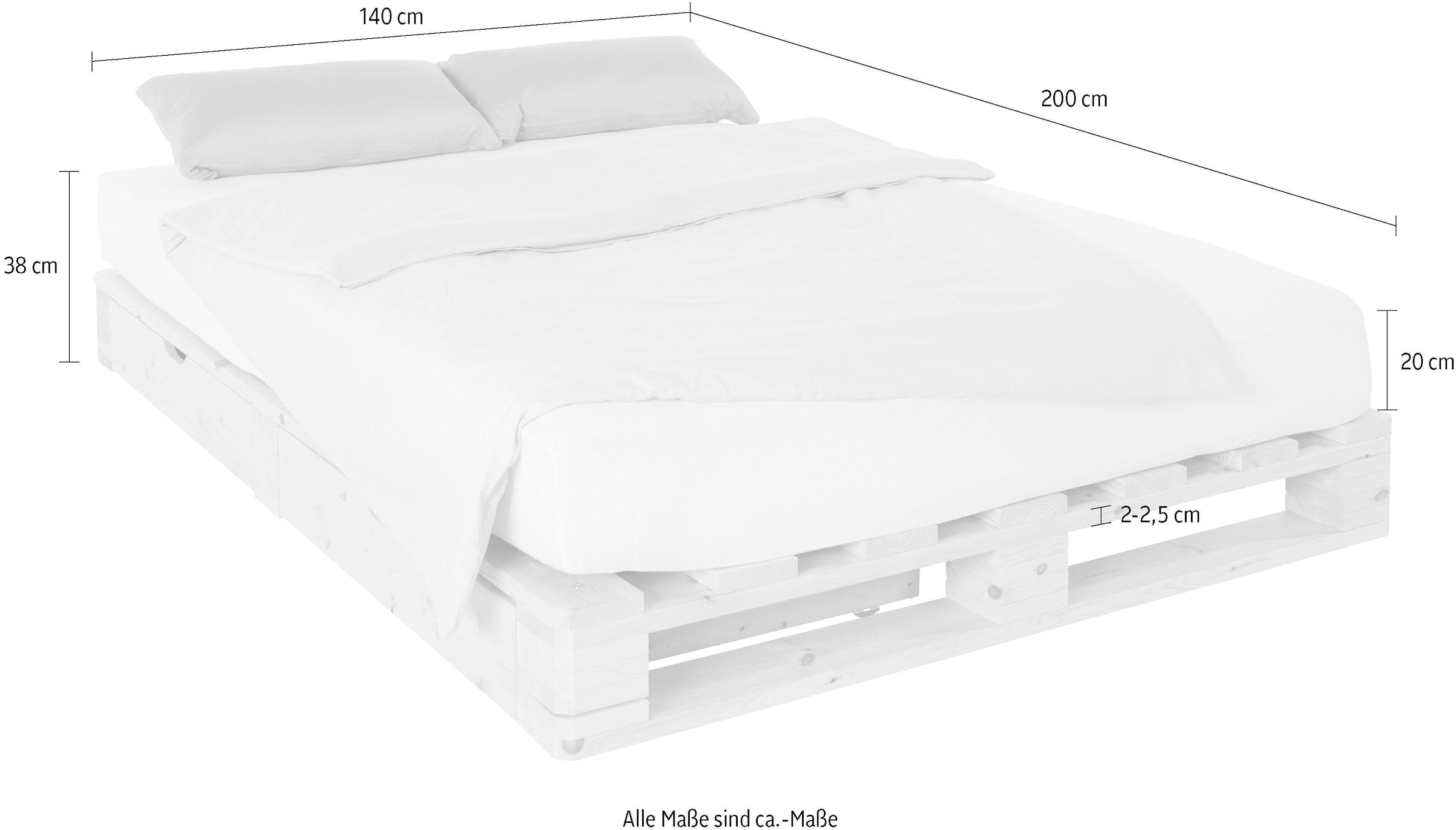 16. Bild von Home affaire Palettenbett »"ALASCO " BESTSELLER! Mit Schublade«, zertifiziertes Massivholz, erweiterbar zum Doppel- oder Familienbett