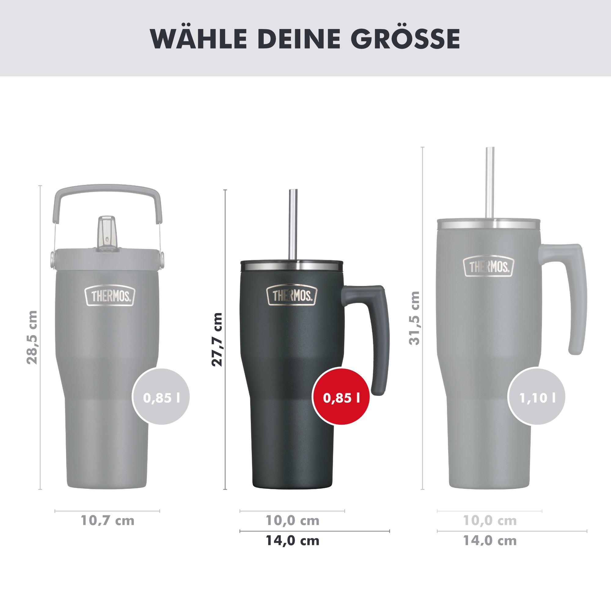 THERMOS Thermobecher »REFRESHING SERIES ISOLIERTRINKBECHER mit Strohhalm« 0,85l, 6h heiß & 6h kalt, mit Griff
