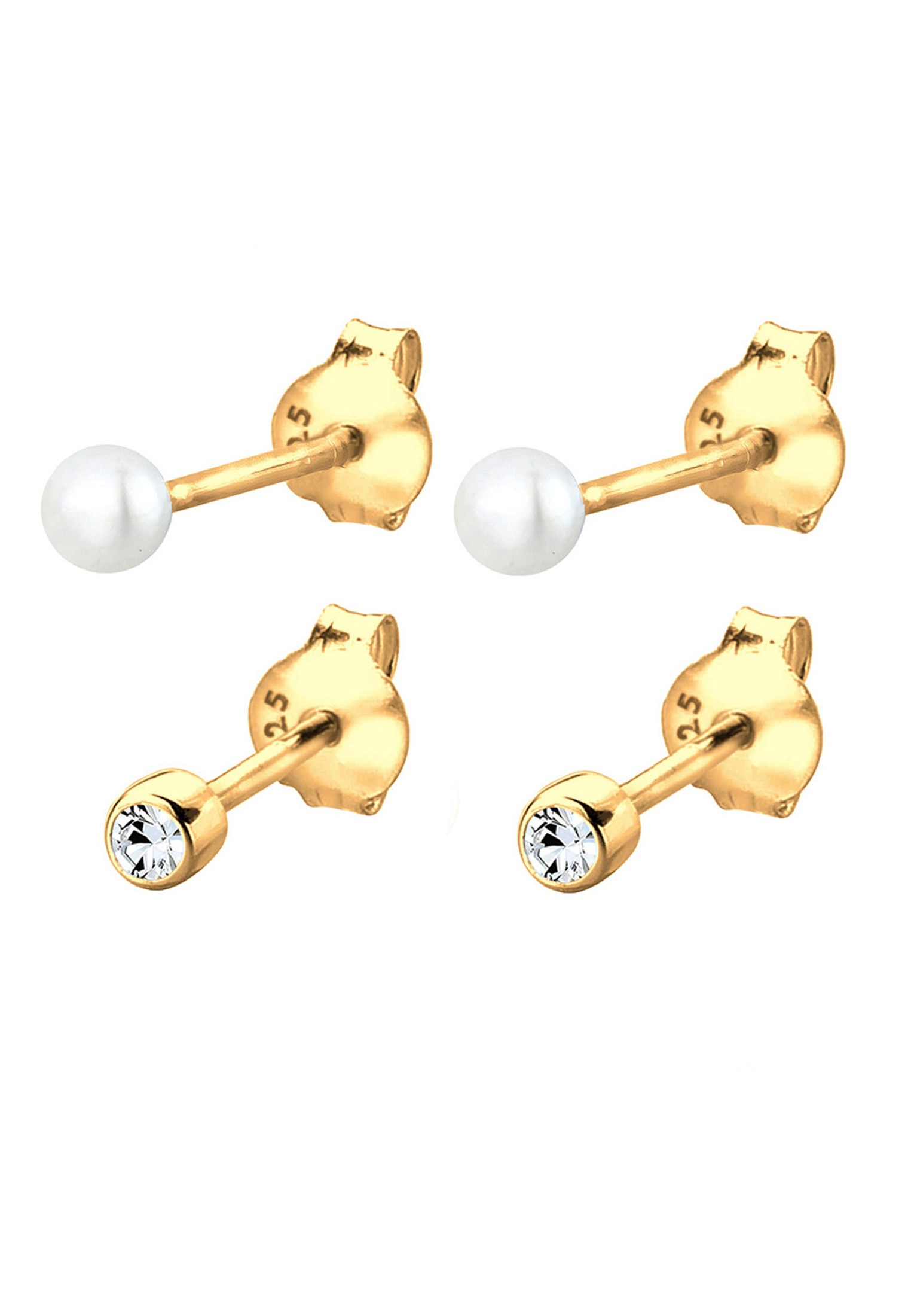 Elli Perlenohrringe »Set Basic Perle Kristalle 925 Silber«