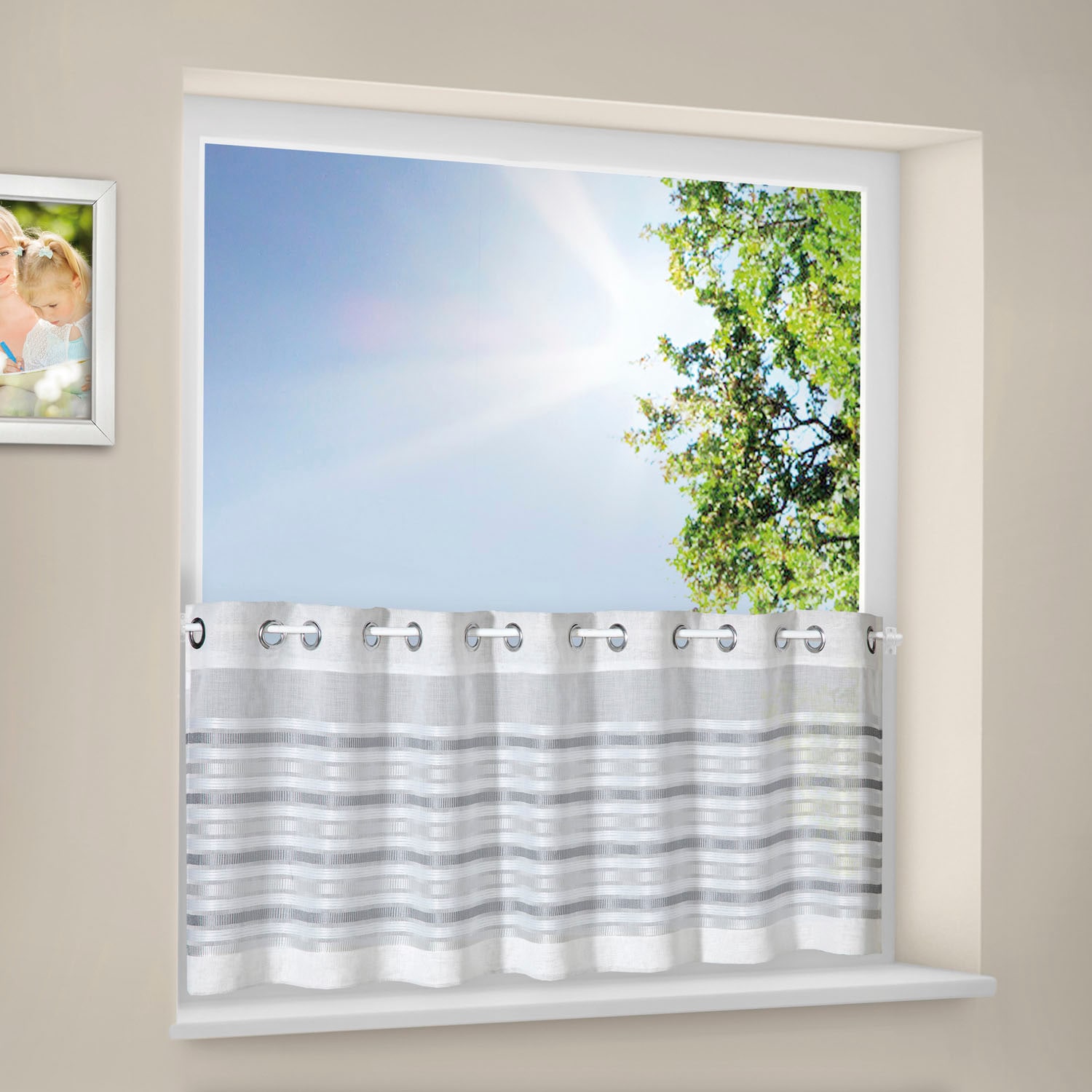 Gerster Scheibengardine »Heiko«, (1 St.), HxB: 50x150, mit modernem Streifen Design