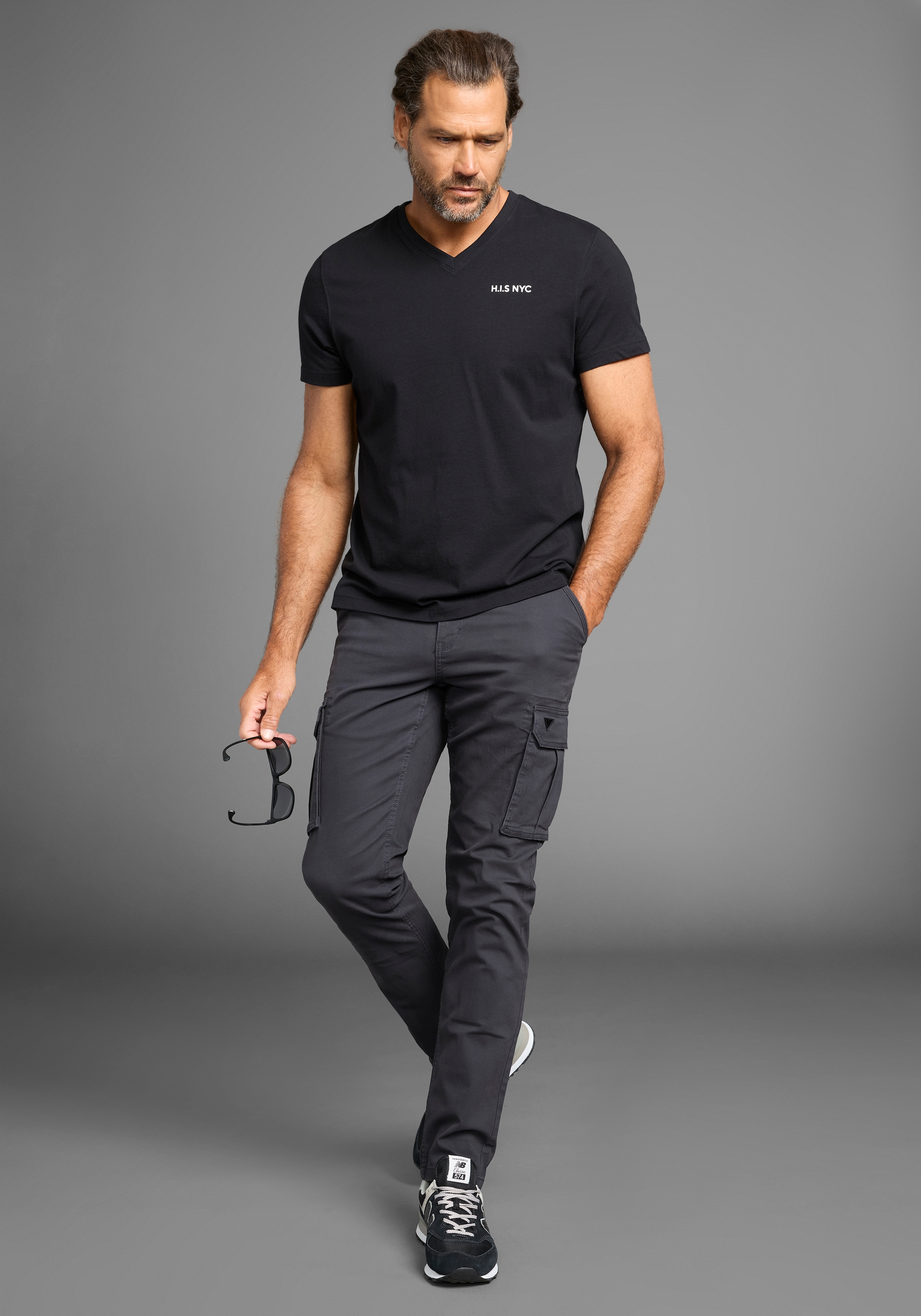 H.I.S V-Shirt, (3-er Pack), Kurzarm, Slim Fit, aus Baumwolle