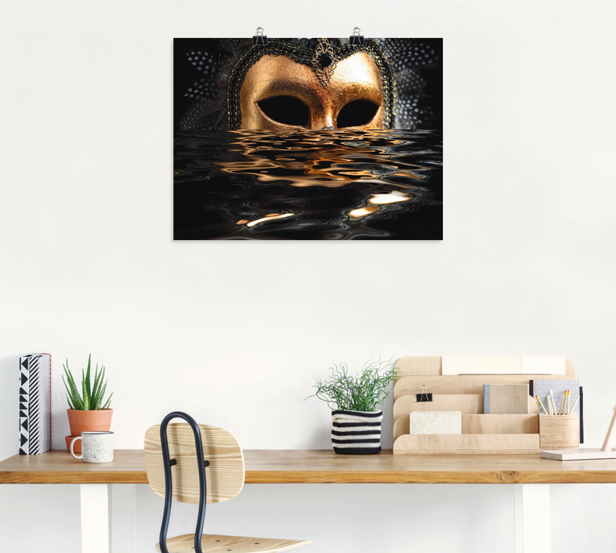 Artland Wandbild »Venezianische Maske mit Blattgold«, Karneval, (1 St.),  als Alubild, Leinwandbild, Wandaufkleber oder Poster in versch. Größen auf  Raten bestellen