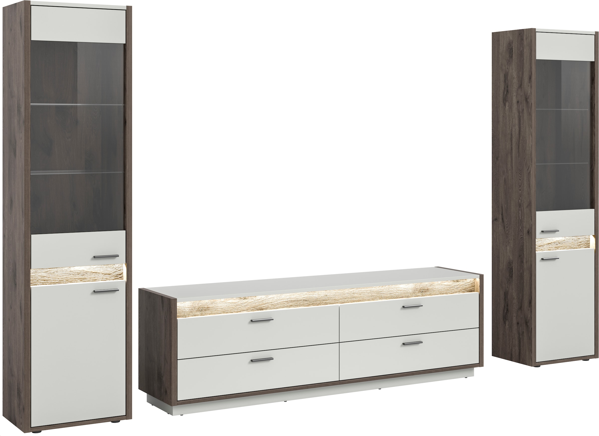 INOSIGN Wohnwand »Treviso, Breite 319 cm, bestehend aus: 2x Vitrine und 1x Lowboard«, (3 St.), Kombination, Wohnkombination, Mediawand, TV-Wand