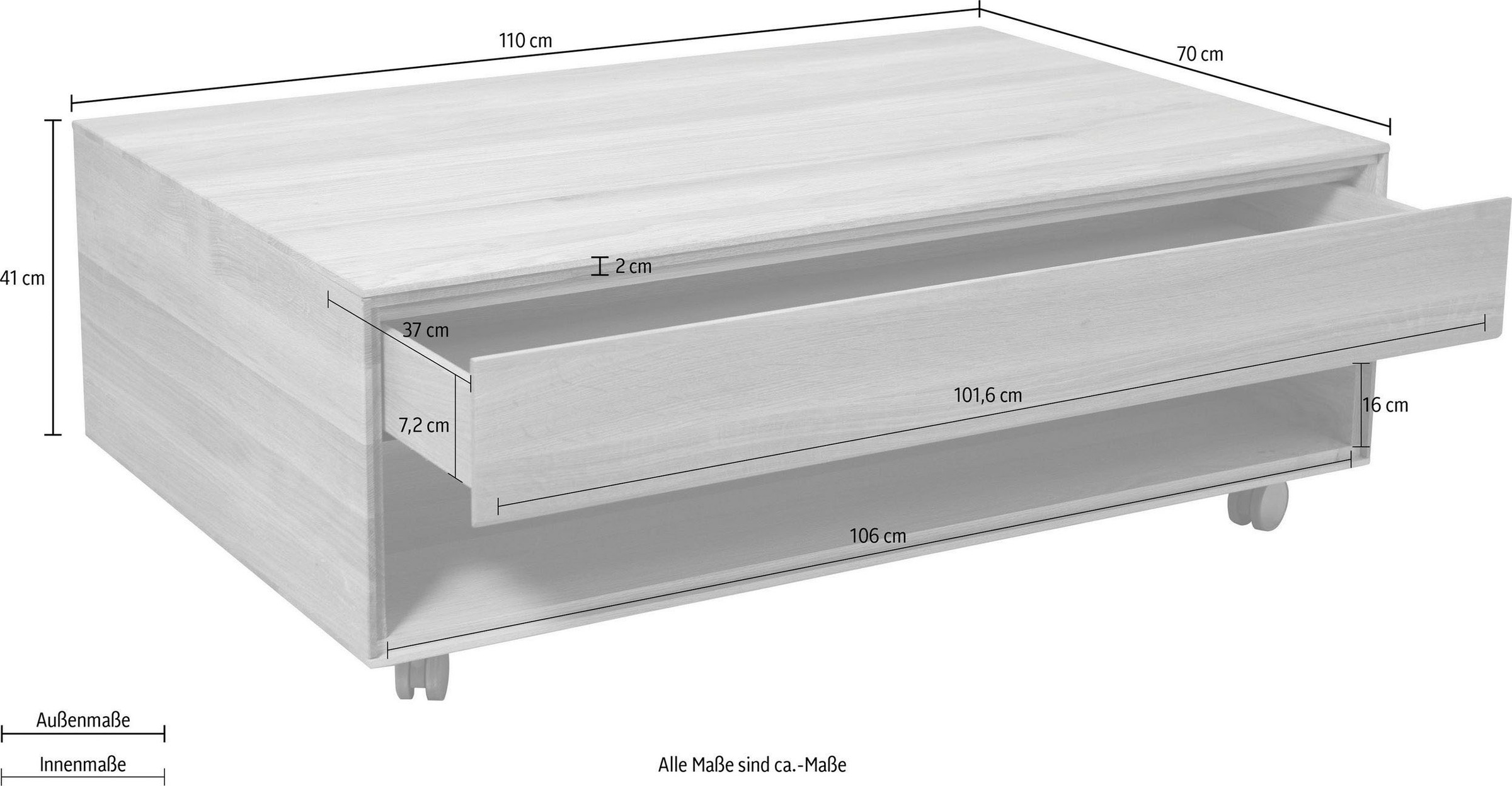 Home affaire Couchtisch »Planten«, auf Rollen, Breite 110 cm