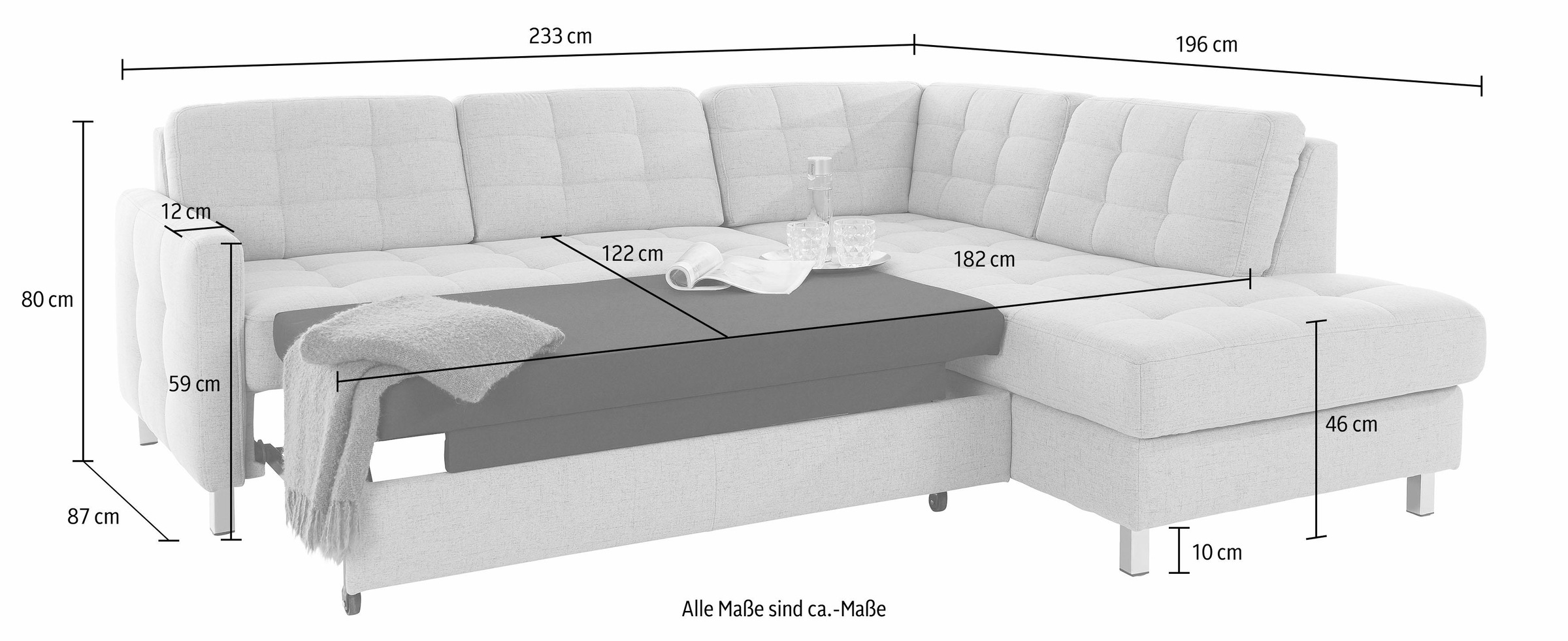 sit&more Ecksofa »Picasso L-Form«, wahlweise mit Bettfunktion und Bettkasten