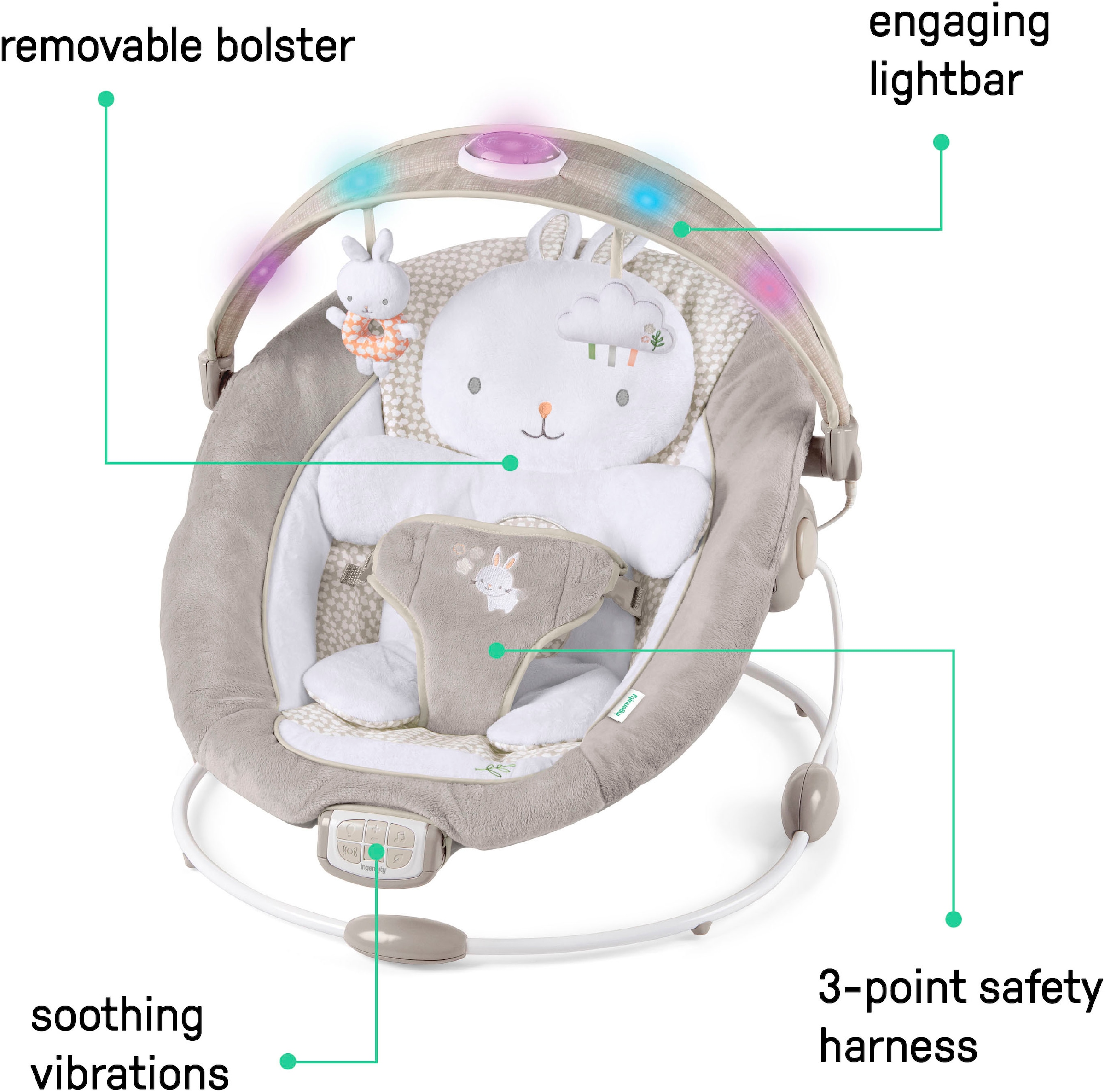 ingenuity Babyschaukel »InLighten Bouncer™ - Twinkle Tails™«, bis 9 kg, mit Licht und Sound