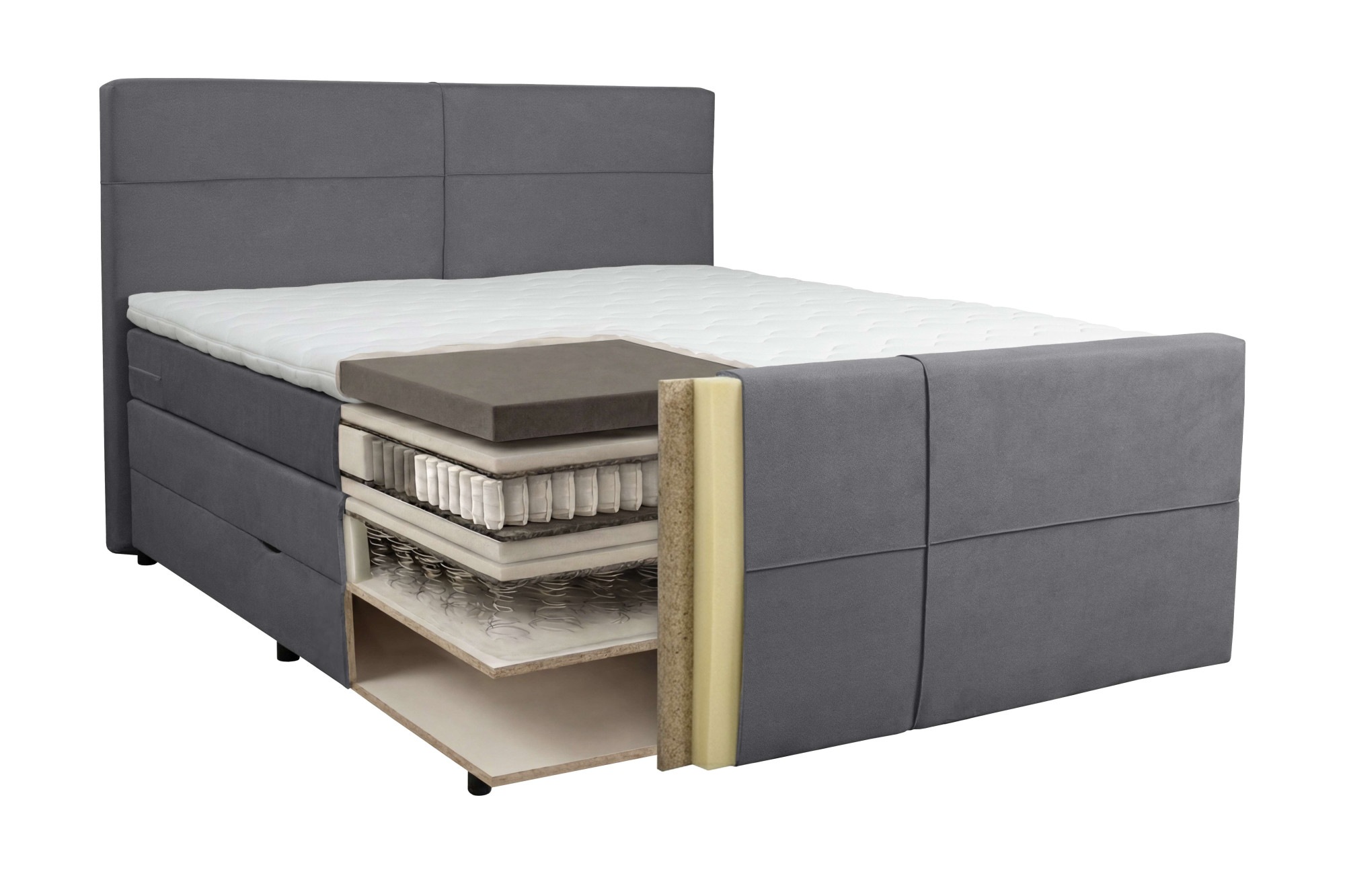 Home affaire Boxspringbett »Lucas, Doppelbett, Polsterbett, Federkernbett, Komforbett, 160,180 cm« inkl. Topper, zwei Bettkästen, Taschen-Federkernmatratze, Härtegrad 3