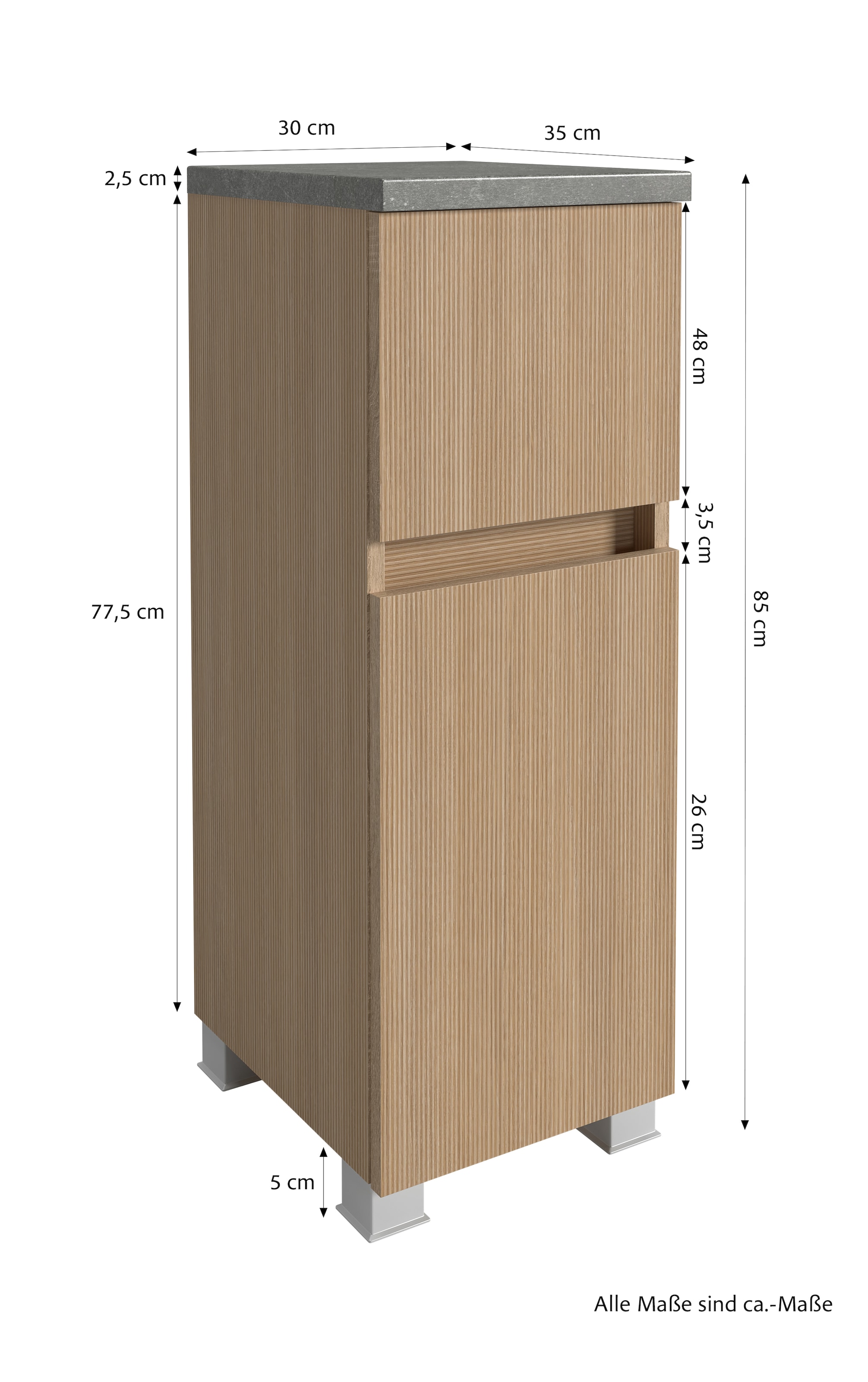 welltime Badmöbel-Set »Set 120 cm breit, Badmöbel mit LED-Beleuchtung«, Held Möbel, 5tlg. Unterbecken-Set, Eixo