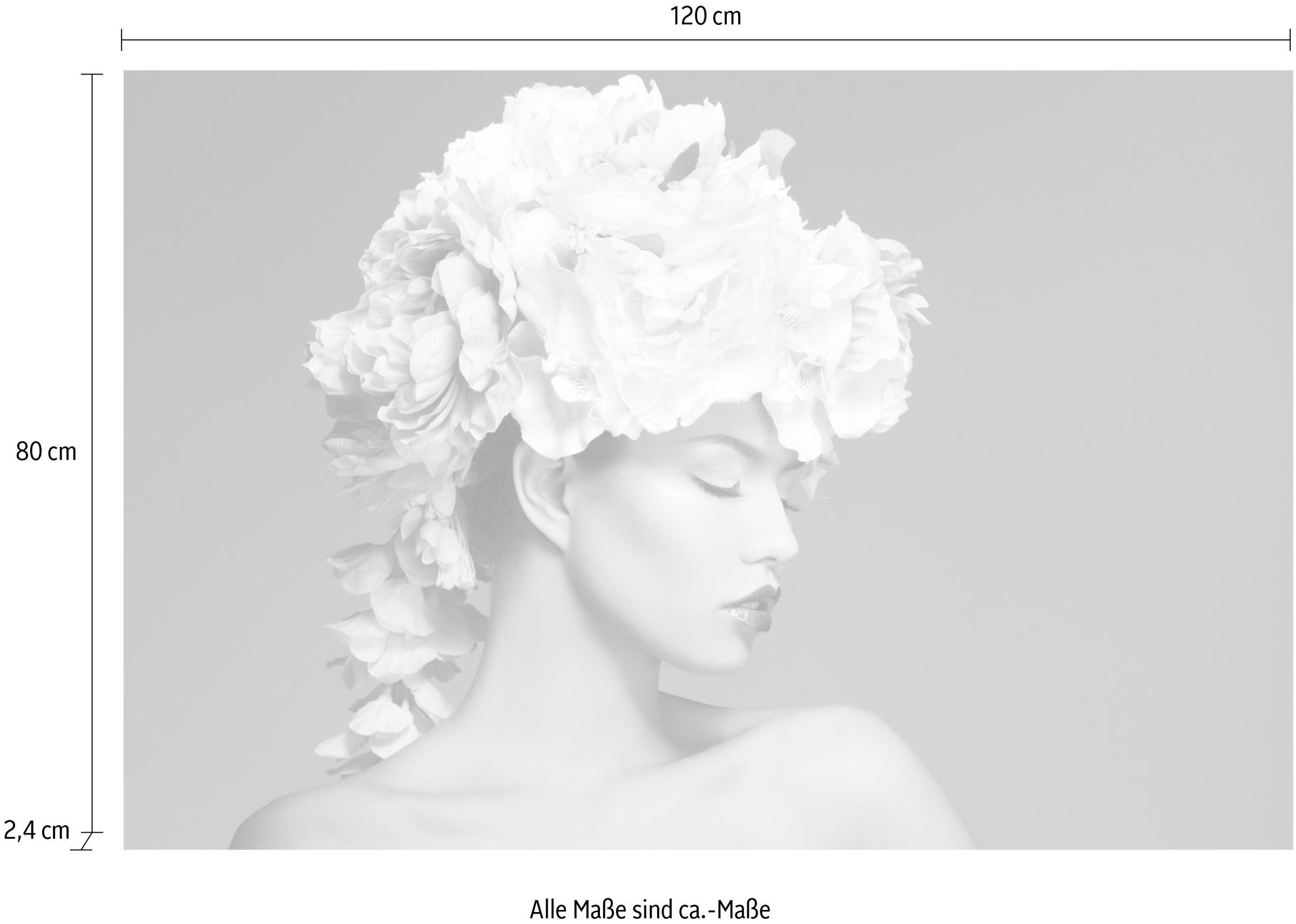 queence Acrylglasbild »Frau mit Blumenhut«, Frau-Kunst-Blumen-Bilder von Frauen-Fashion, Fine Art-Print in Galeriequalität