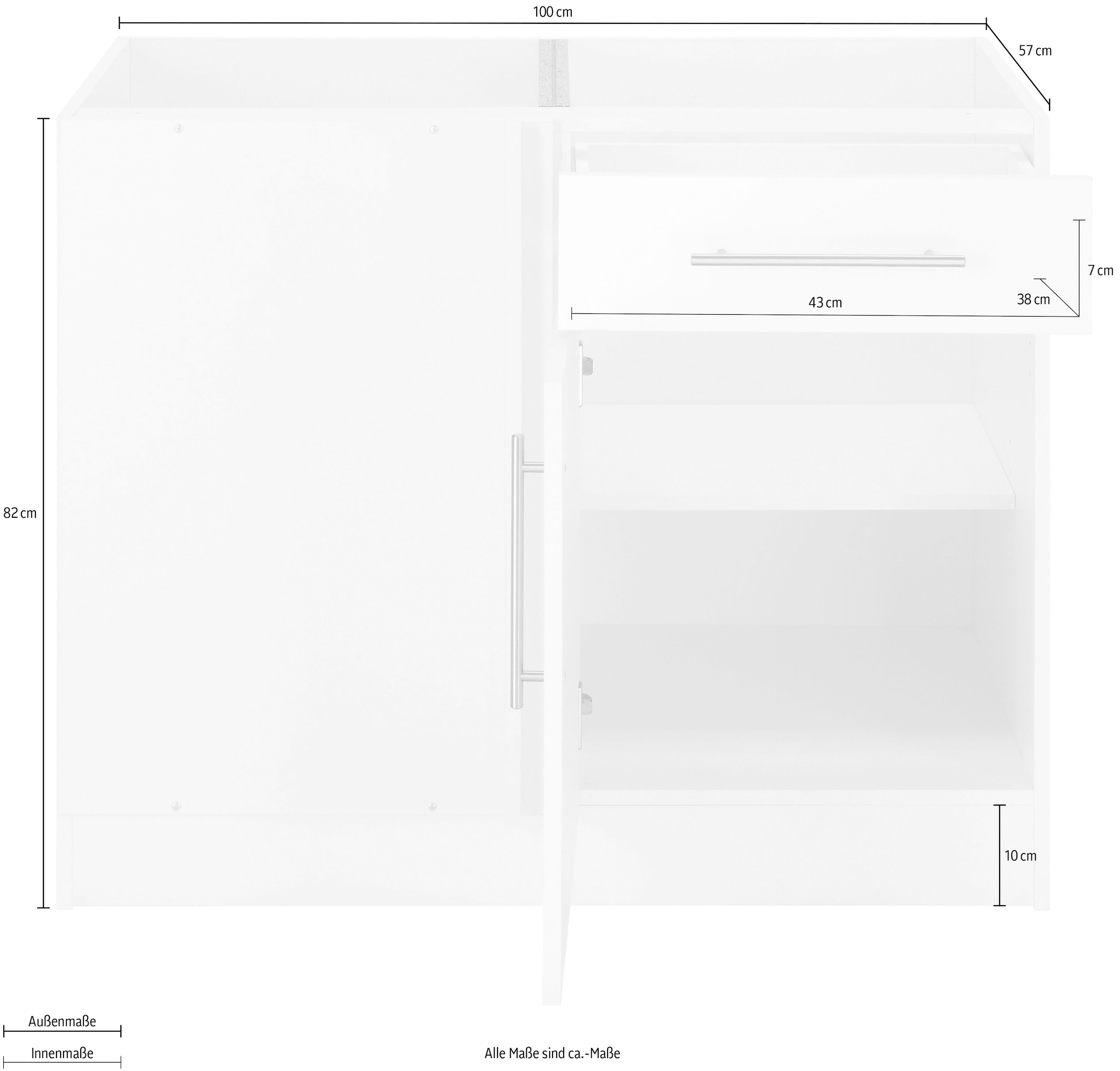 bestellen Küchen Eckunterschrank online wiho Planungsmaß »Cali«, ohne breit, cm cm, 100 110 Arbeitsplatte