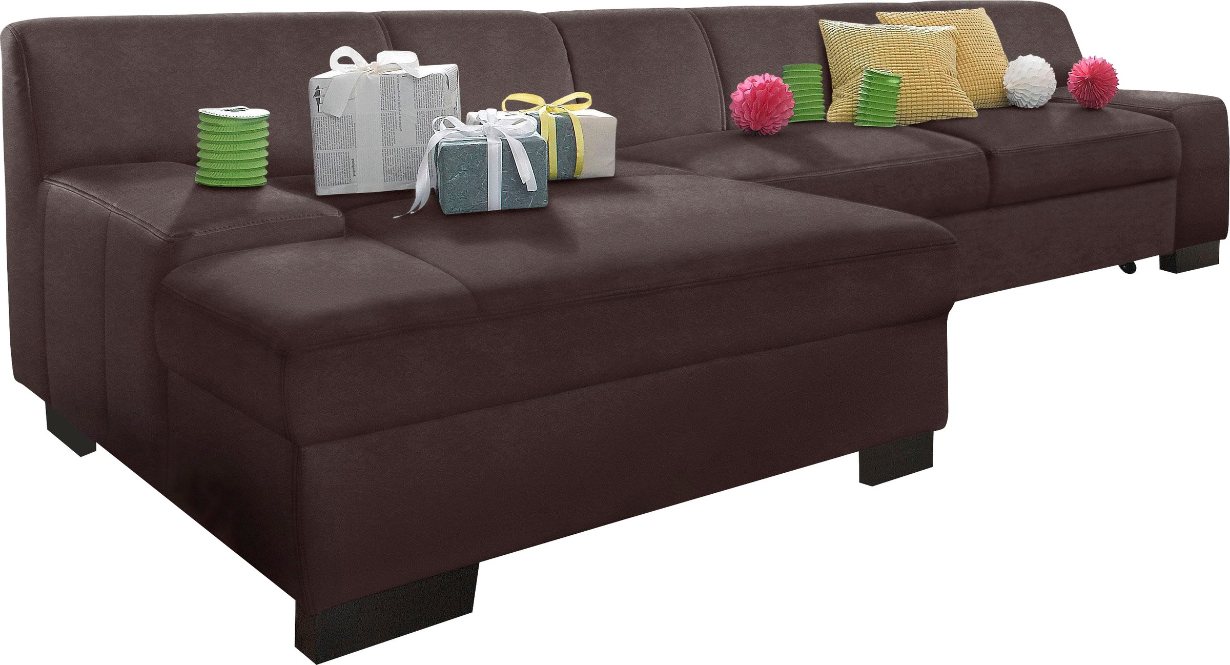 DOMO collection Ecksofa »Norma, elegant & modern, mit flachen Armlehnen, Br günstig online kaufen