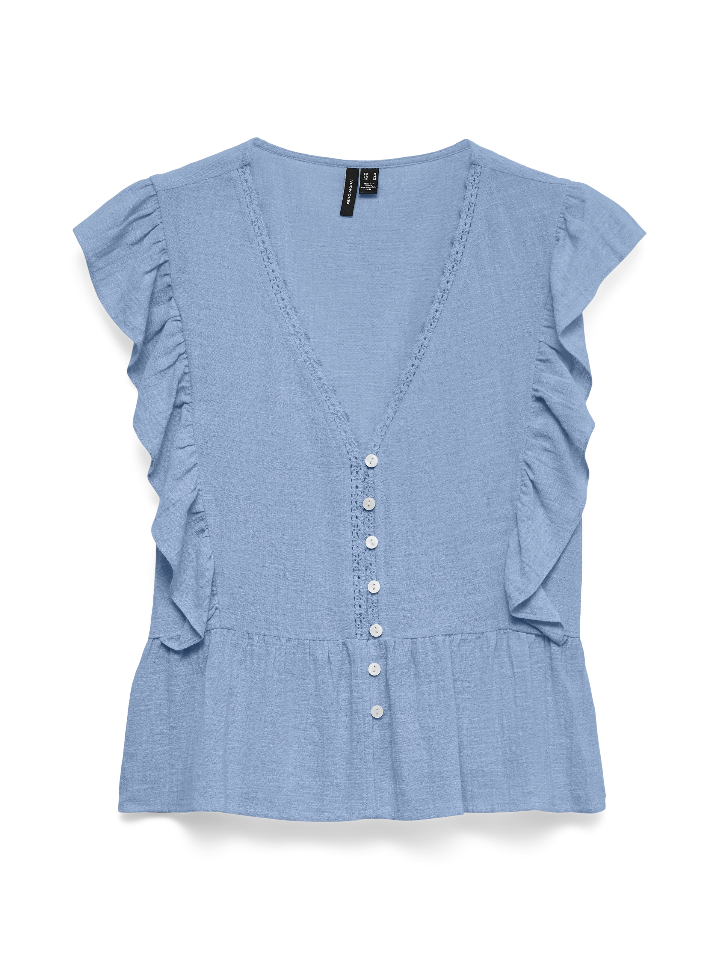 Vero Moda Rüschenbluse »VMVIDO SL TAPE TOP WVN« Baumwollmischung