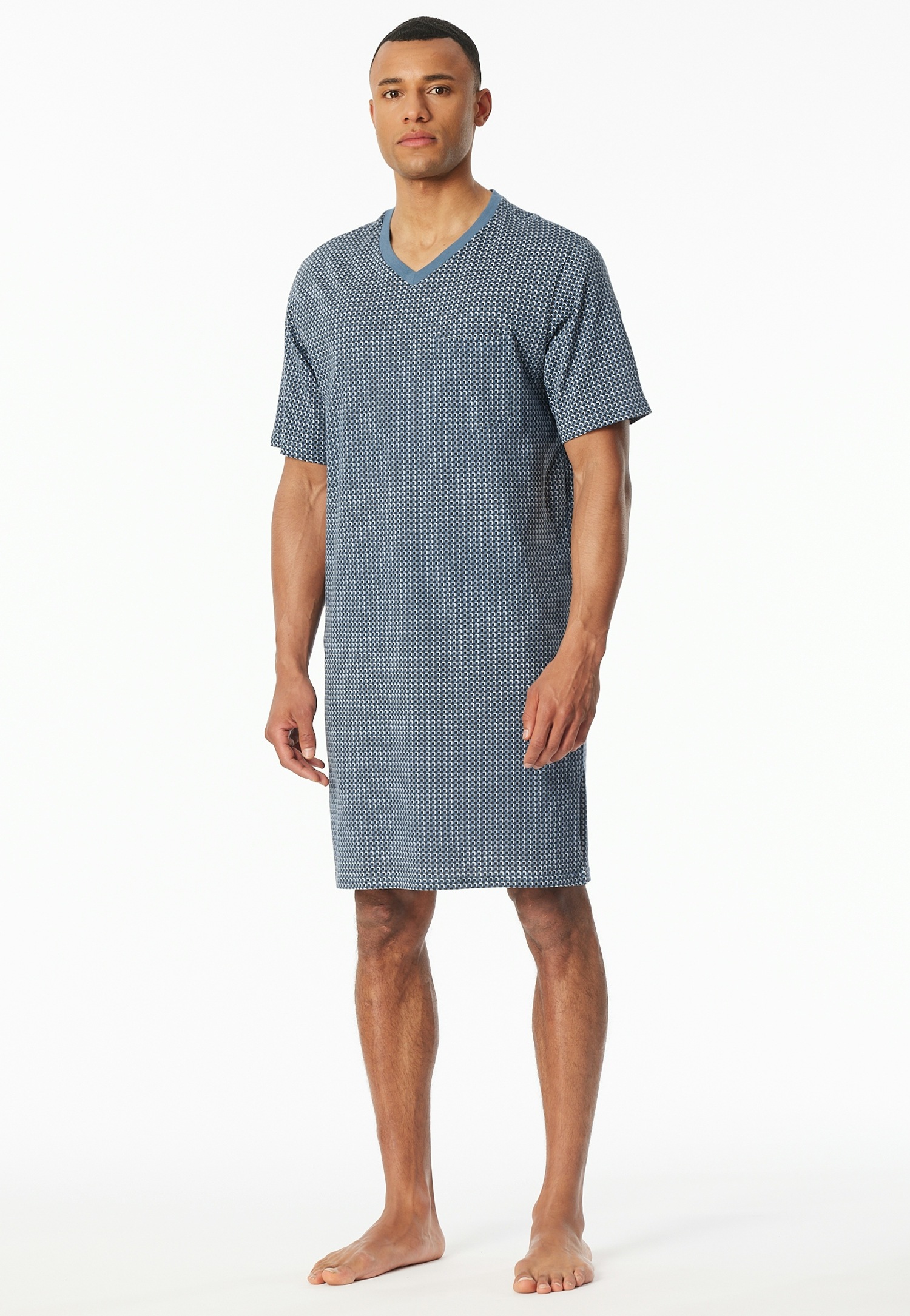 SCHIESSER Nachthemd »Comfort Nightwear« Packung, Brusttasche mit 1/2-Ärmeln 207-graphit 60 - N-Gr N-Gr 60 Herren-Nachthemd von Schiesser