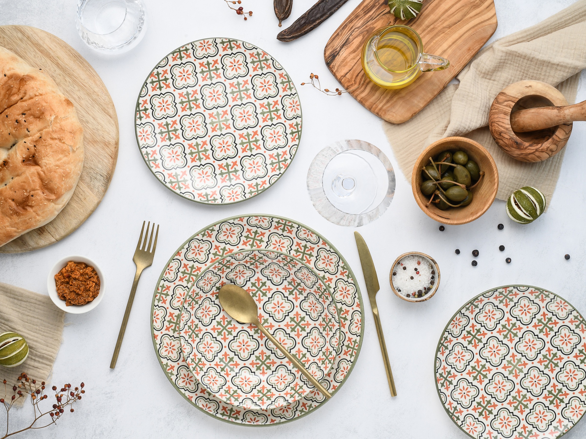 CreaTable Teller-Set »Rumi«, (Set, 12 tlg.), orientalische2 Fliesenmotiv