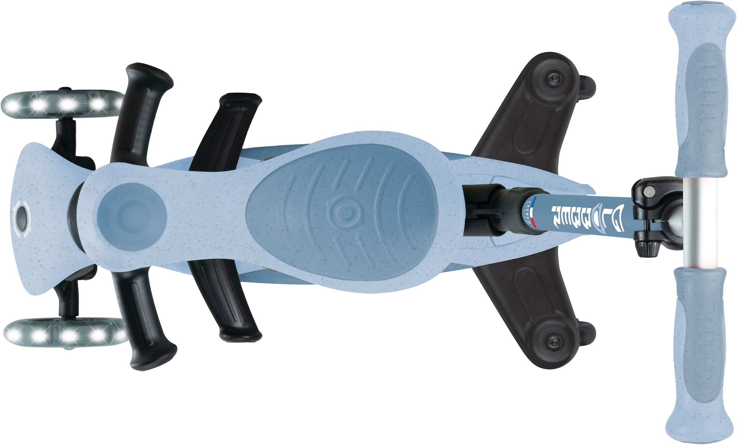Globber Tretroller »GO-UP DELUXE LIGHTS ECO 360, mit Leuchtrollen« Aufsitzrad mit Schubstange, Laufrad und Scooter