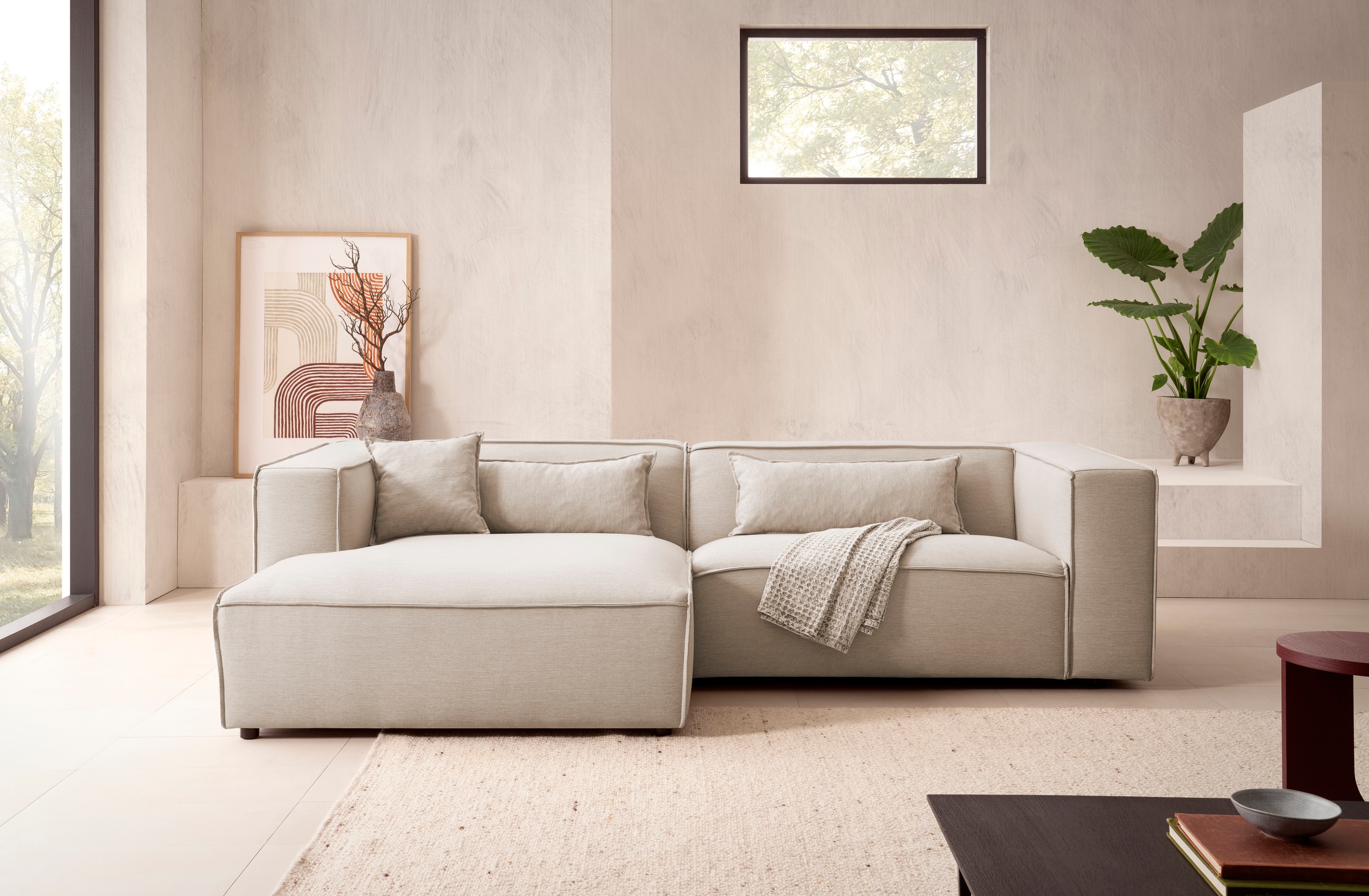 LeGer Home by Lena Gercke Ecksofa »PIARA mit Kedernaht, Cord, Leinenoptik o günstig online kaufen