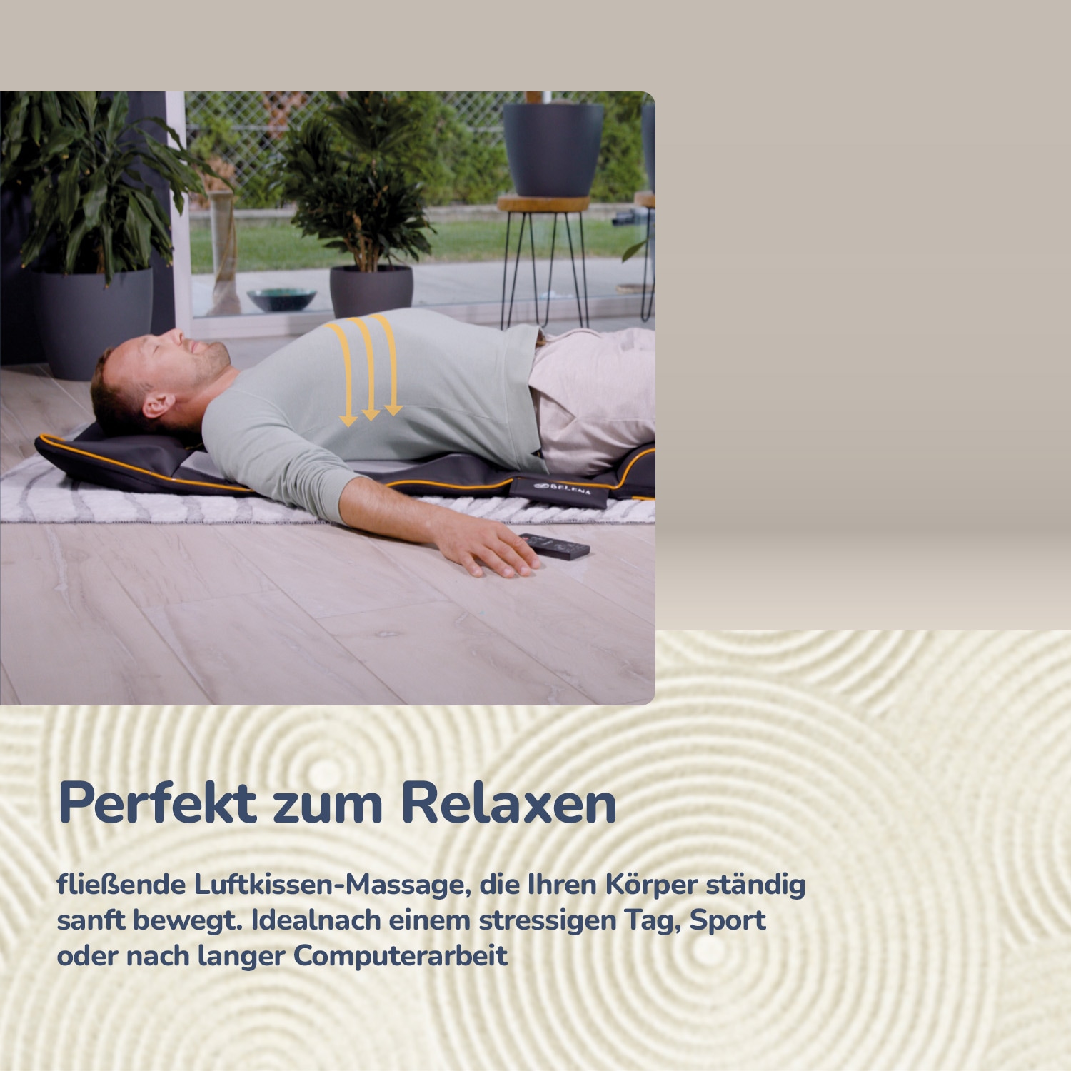 MediaShop Massagematte »Belena AirStretch, Behandlung an Schulter, mittlerem Rücken oder Hüfte« 3 Intensitätsstufen, mit innovativer Pneumatik AirFlow-Technologie