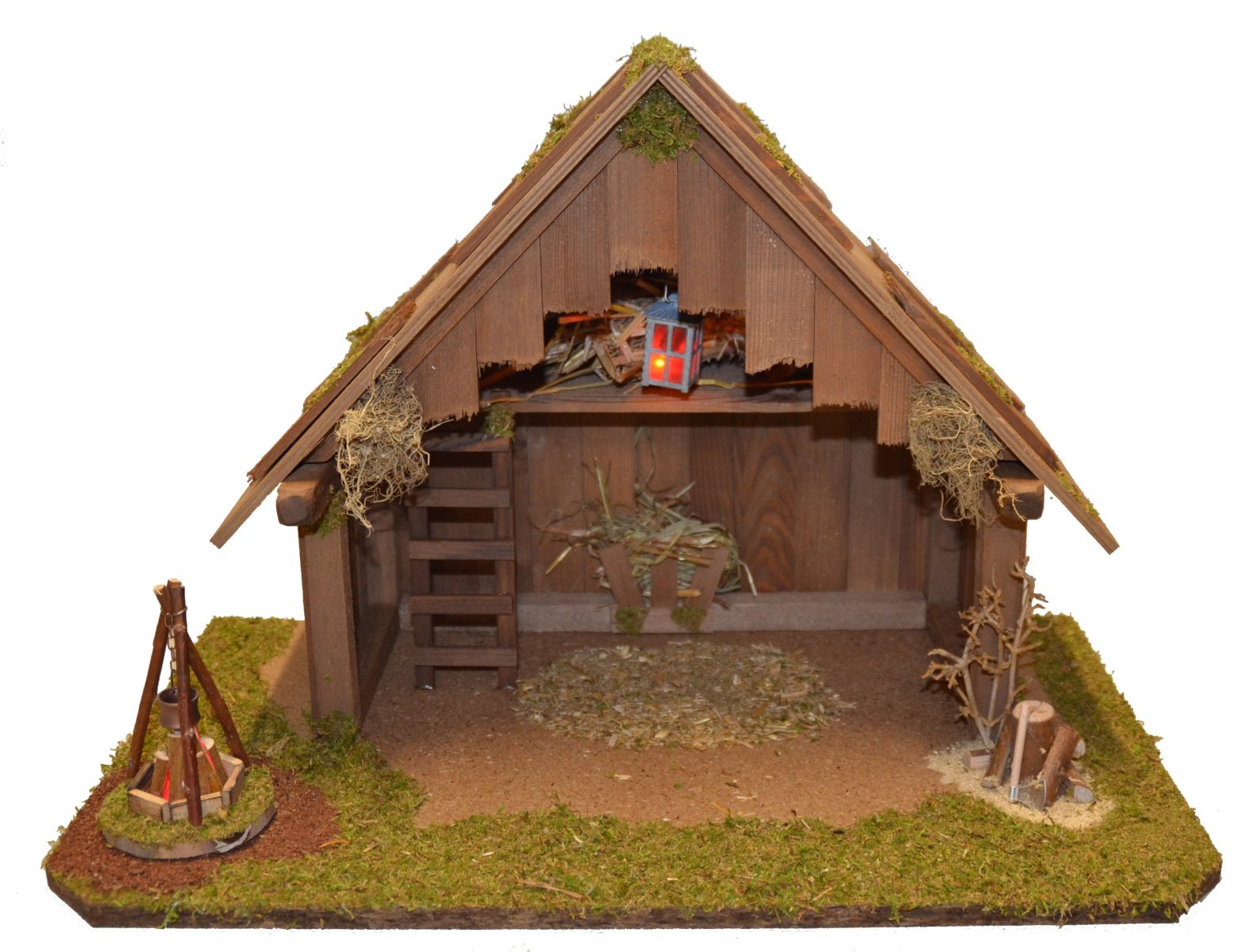 Alfred Kolbe Krippe »Krippenstall mit Trafo« mit Laterne Lagerfeuer Hacksto günstig online kaufen