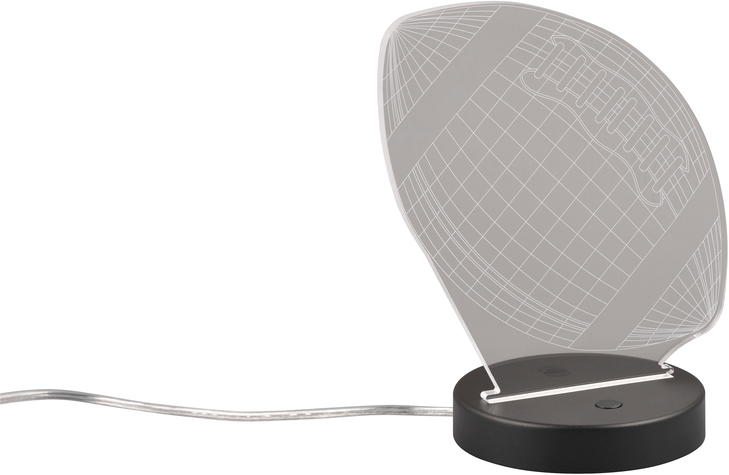 REALITY Leuchten LED Tischleuchte »FOOTBALL, Tischlampe in Football Form mit 3D-Effekt, Acryl, Höhe 22cm« LED-Board 1 Stk. RGB | Warmweiß 3,2W LED, RGB Farbwechsel Modus, 250 Lumen 3000K warmweiß, Base Ø 12cm