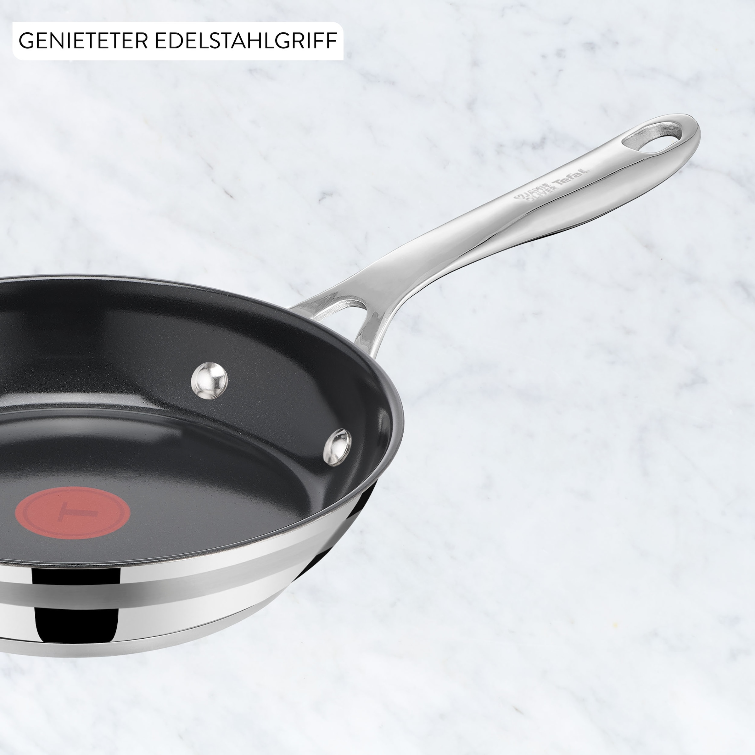 Tefal Bratpfanne »Jamie Oliver Smart Cook« Edelstahl Set, 2 tlg. tlg. Antihaftbeschichtete Keramikoberfläche, Thermo-Spot, Induktion