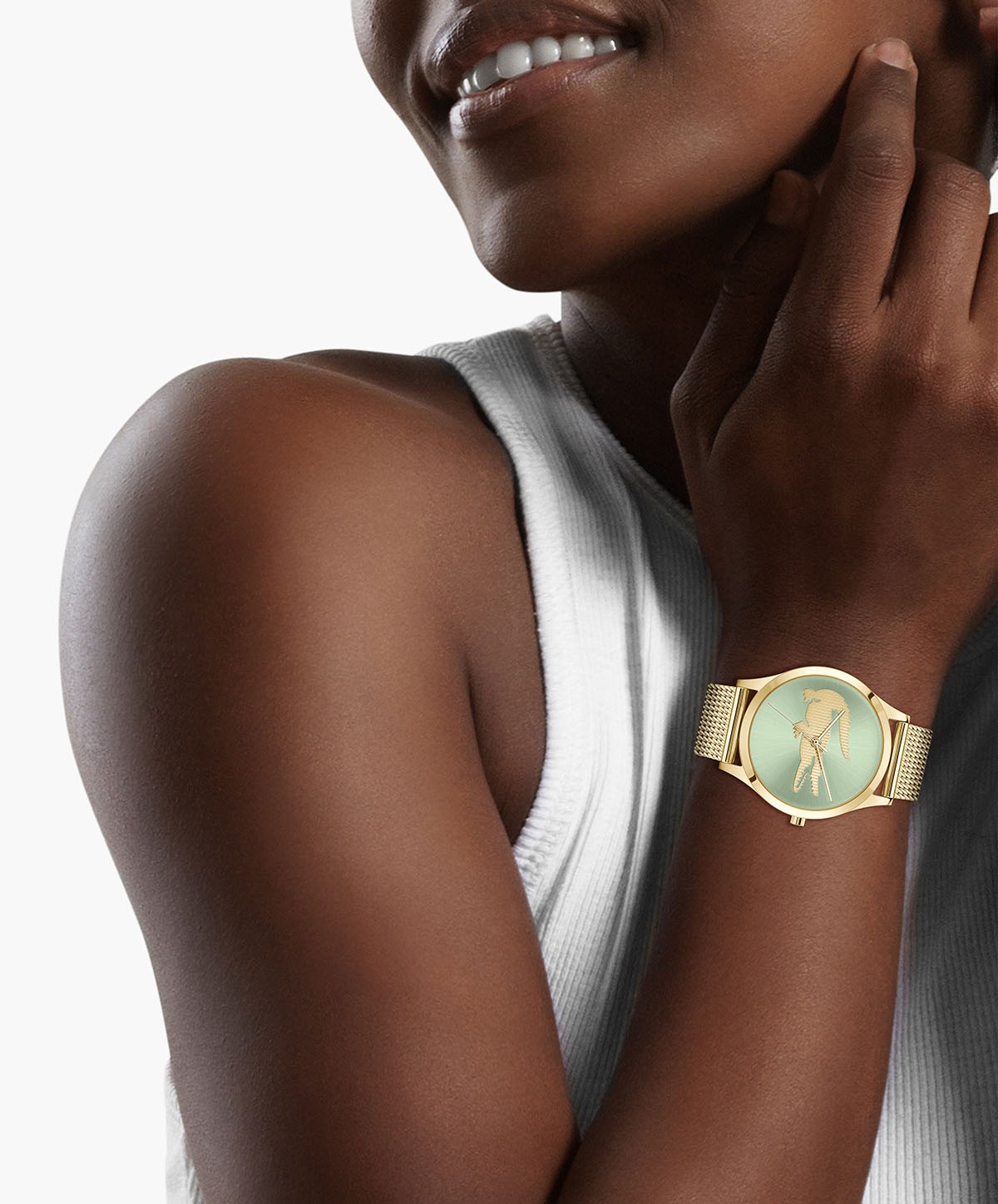Lacoste Quarzuhr »CROCODELLE«, Armbanduhr, Damenuhr, Edelstahlarmband, analog