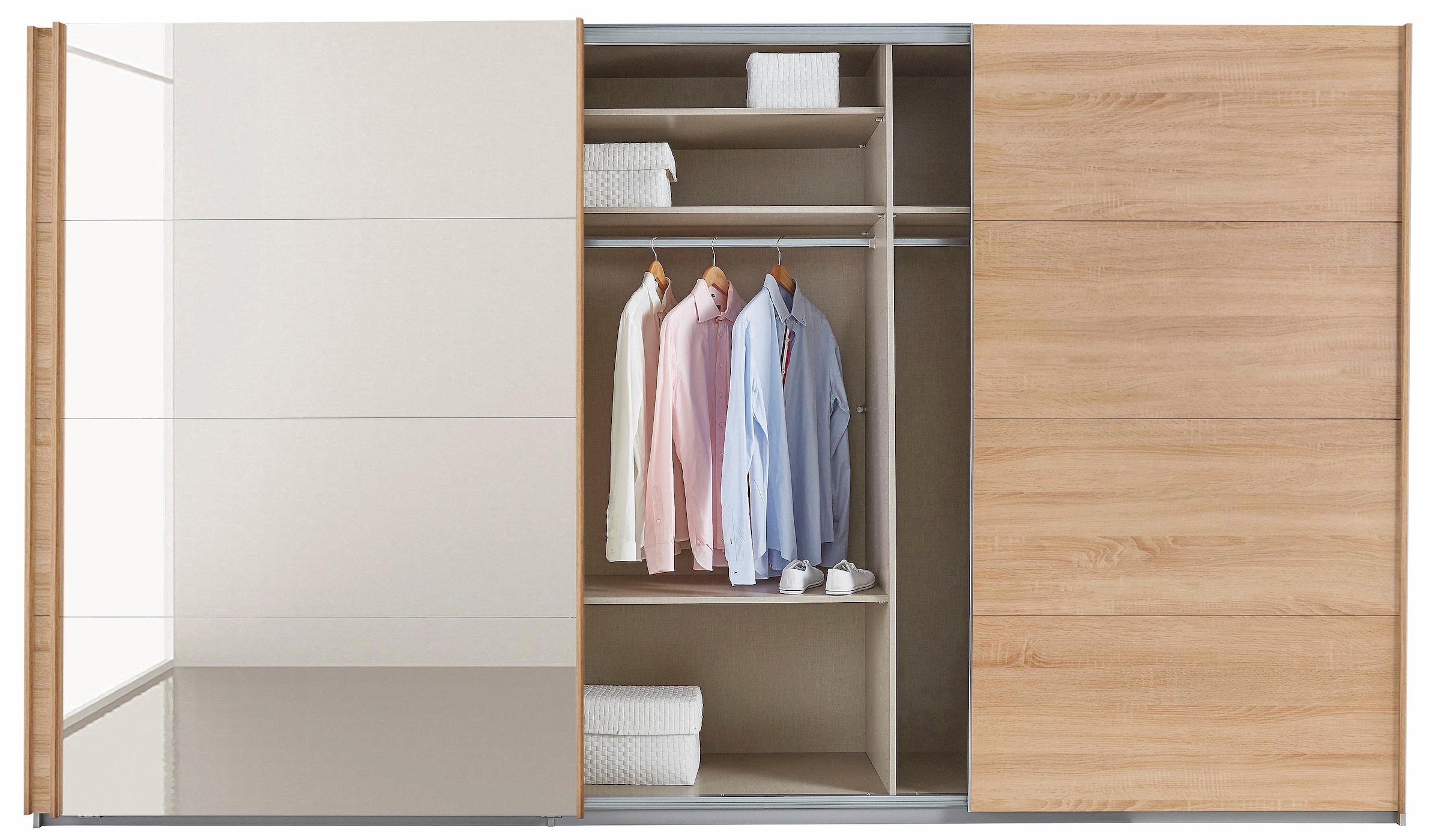 rauch Schwebetürenschrank »Kleiderschrank Schrank Garderobe Schlafzimmerschrank TUBONA«, inkl. Schubkasteneinsatz und zusätzlichen Einlegeböden MADE IN GERMANY
