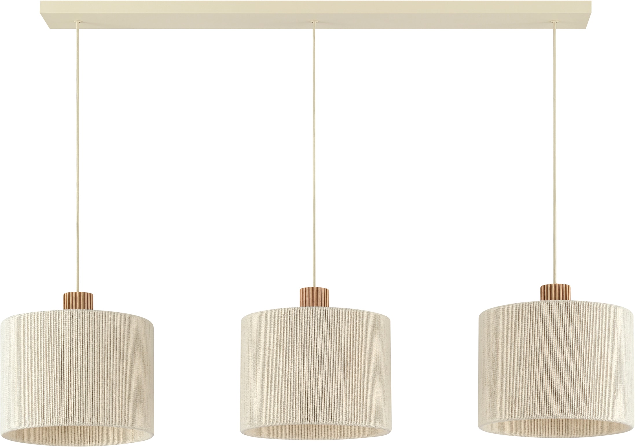 Brilliant Pendelleuchte »Arlo« E27 1 Stk. 3x E27 Fassung, 120 x 28 x 150 cm, kürzbar, Metall/Holz/Textil, beige